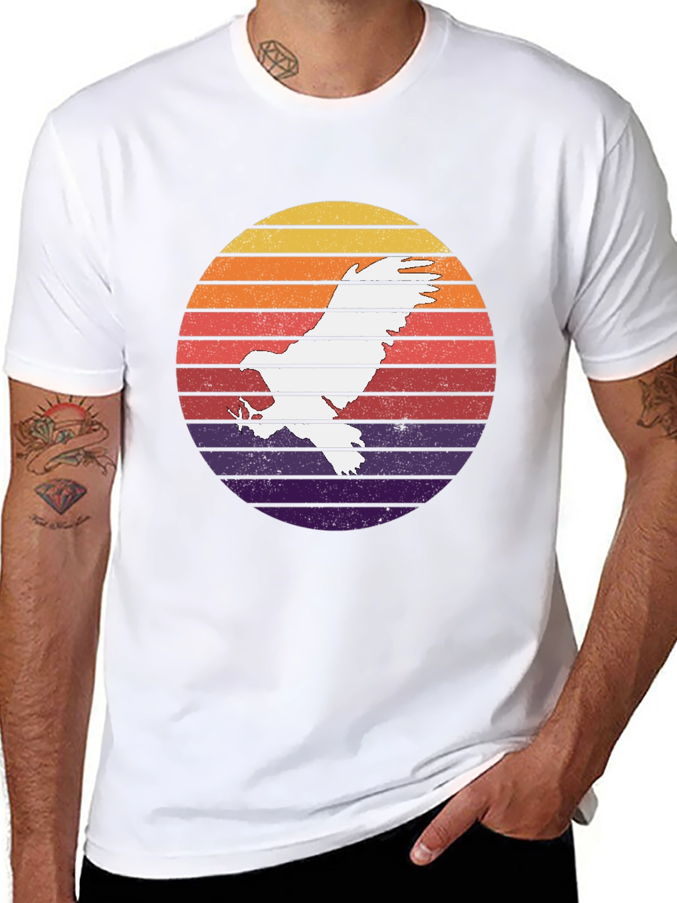 Retro Eagle Sunset Graphic T-Shirt