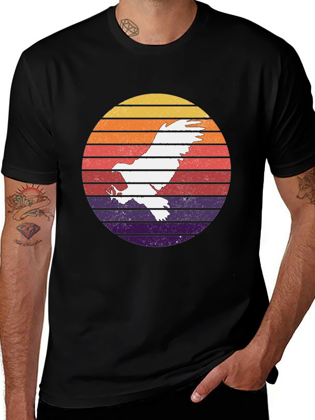 Retro Eagle Sunset Graphic T-Shirt