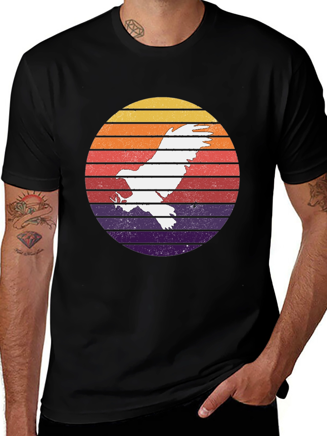 Retro Eagle Sunset Graphic T-Shirt