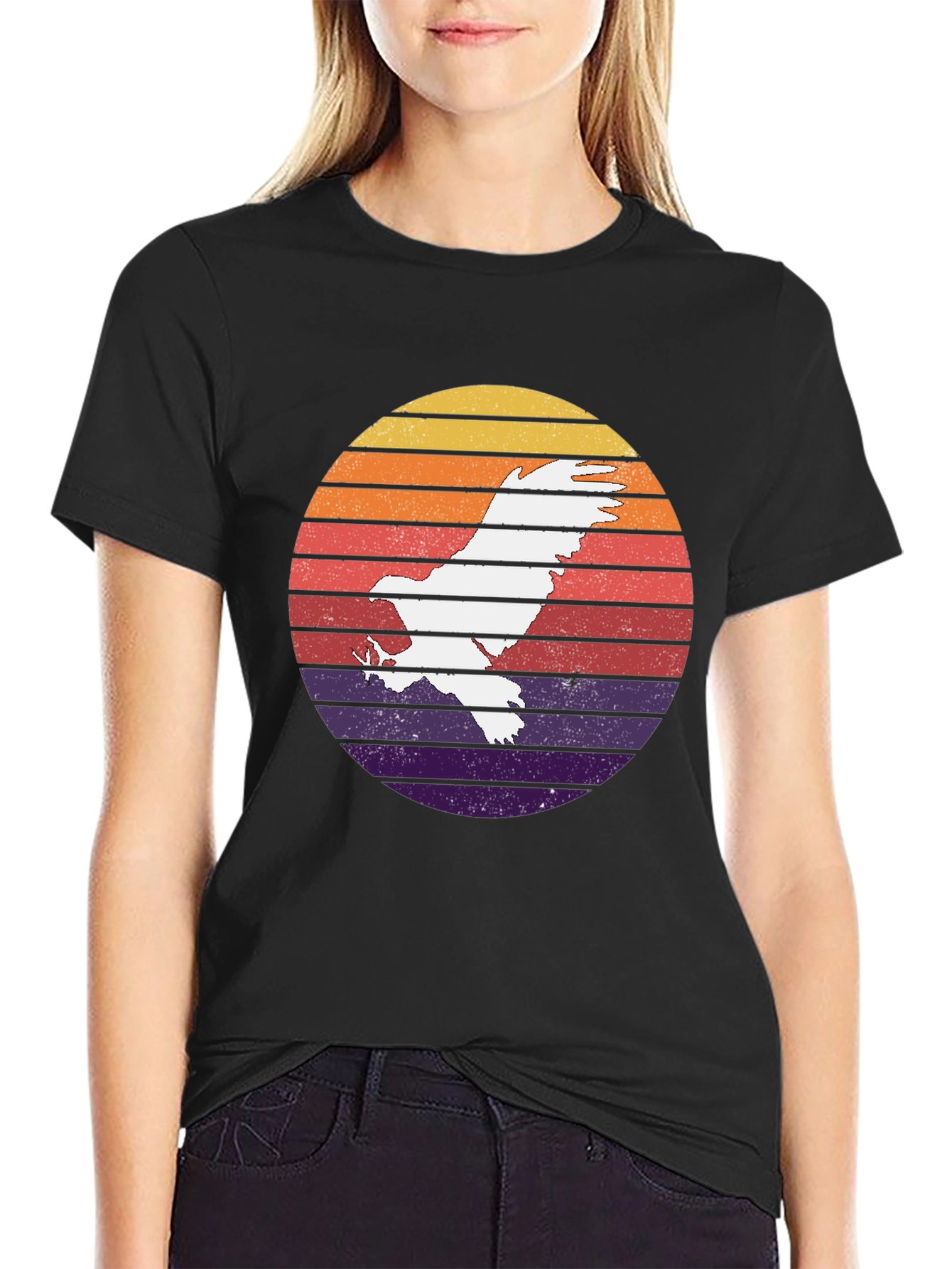 Retro Eagle Sunset Graphic T-Shirt