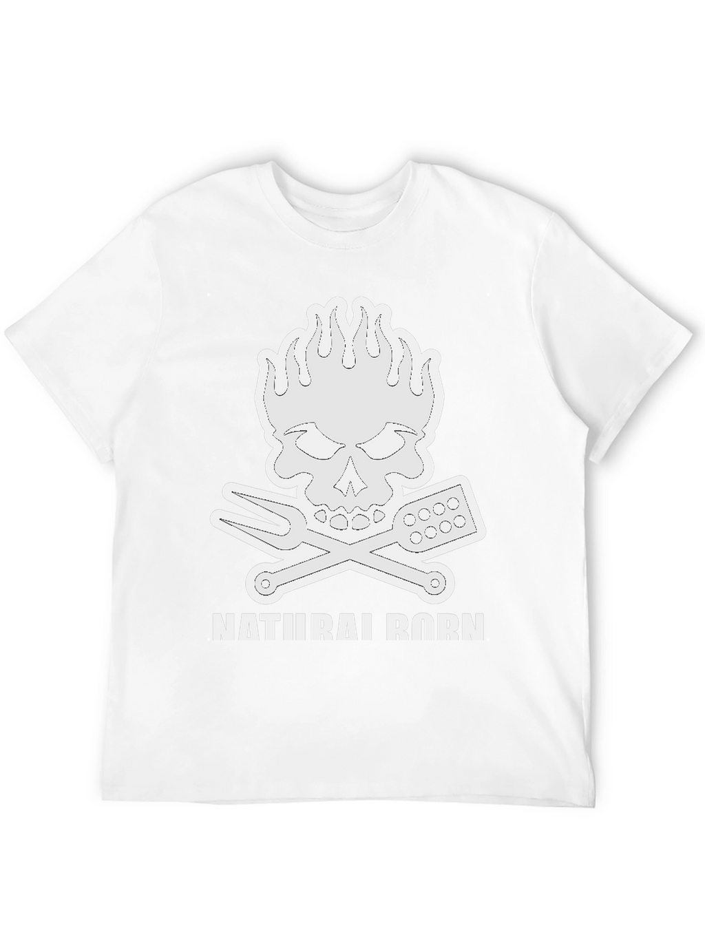 Natural Born Griller T-Shirt Skull Flames BBQ