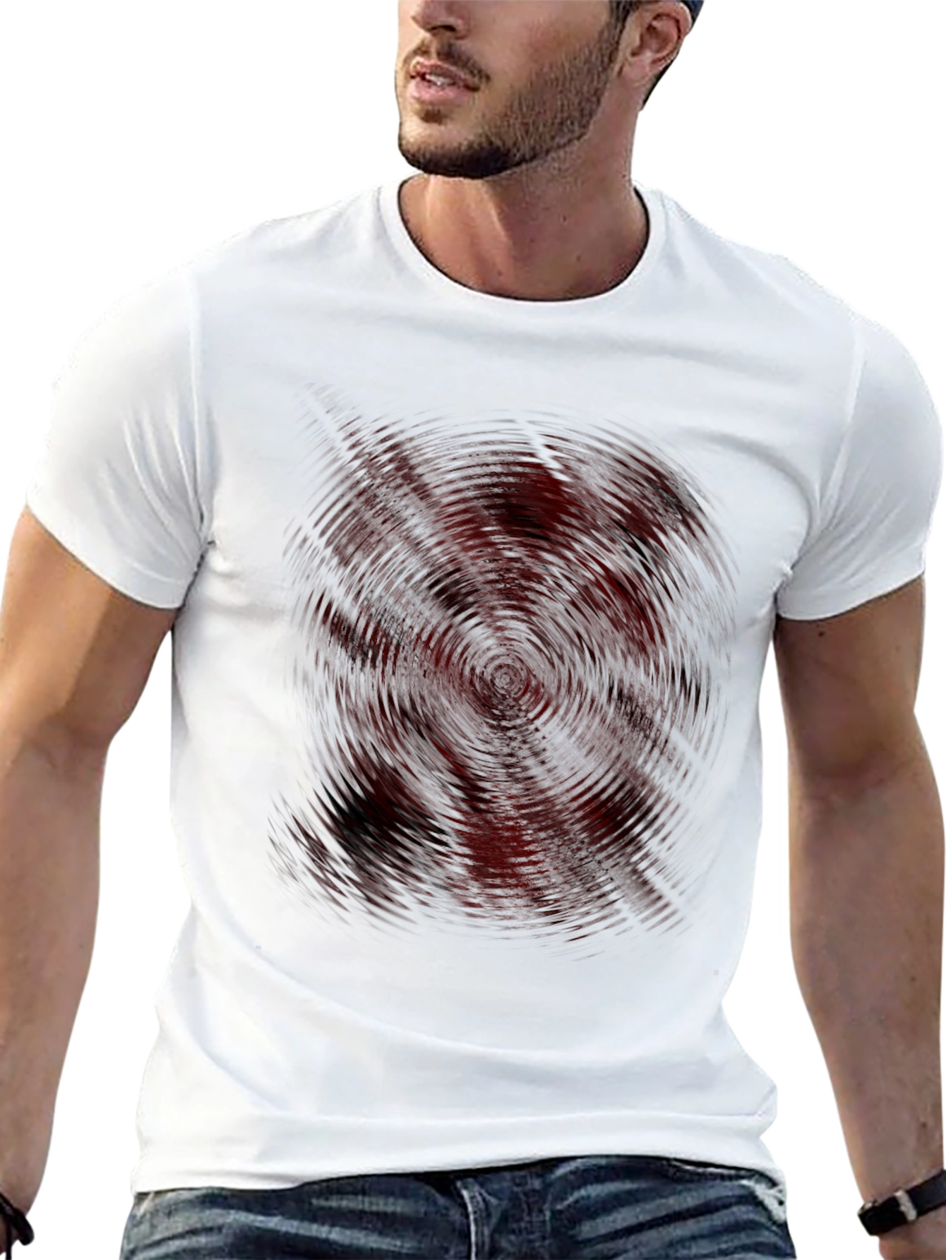Abstract Vortex Graphic Print Black T-Shirt