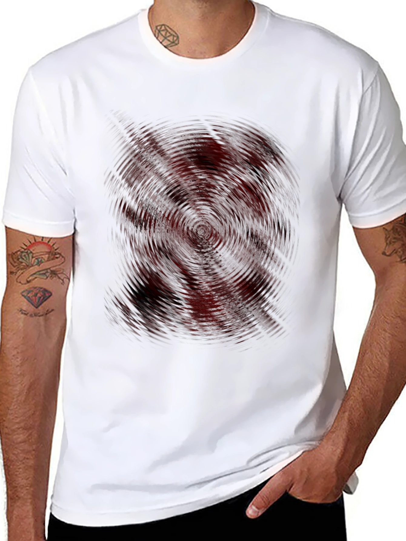 Abstract Vortex Graphic Print Black T-Shirt
