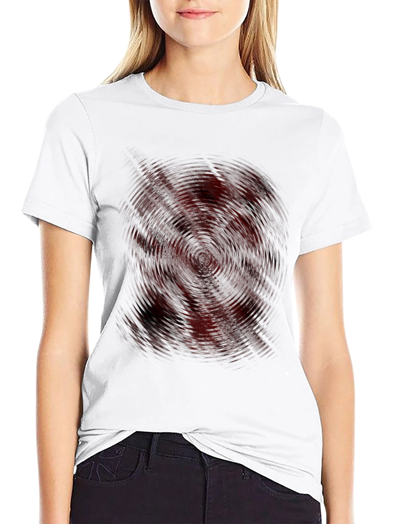 Abstract Vortex Graphic Print Black T-Shirt