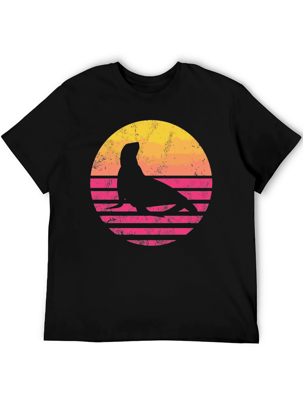 Retro Seal Graphic T-Shirt - Sunset Design