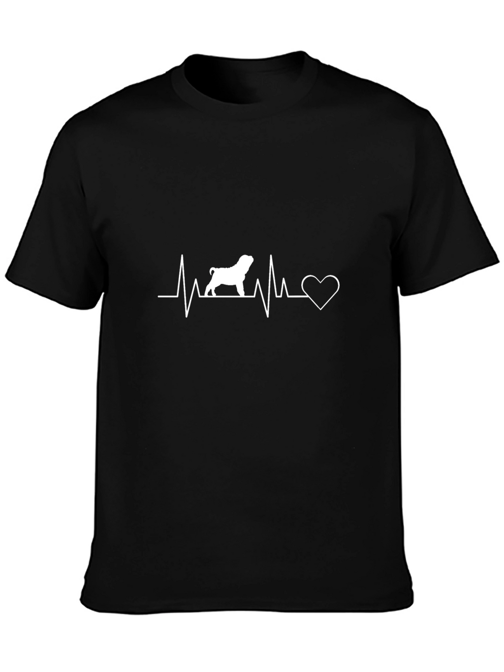 Dog Lover ECG Heartbeat T-Shirt - Black