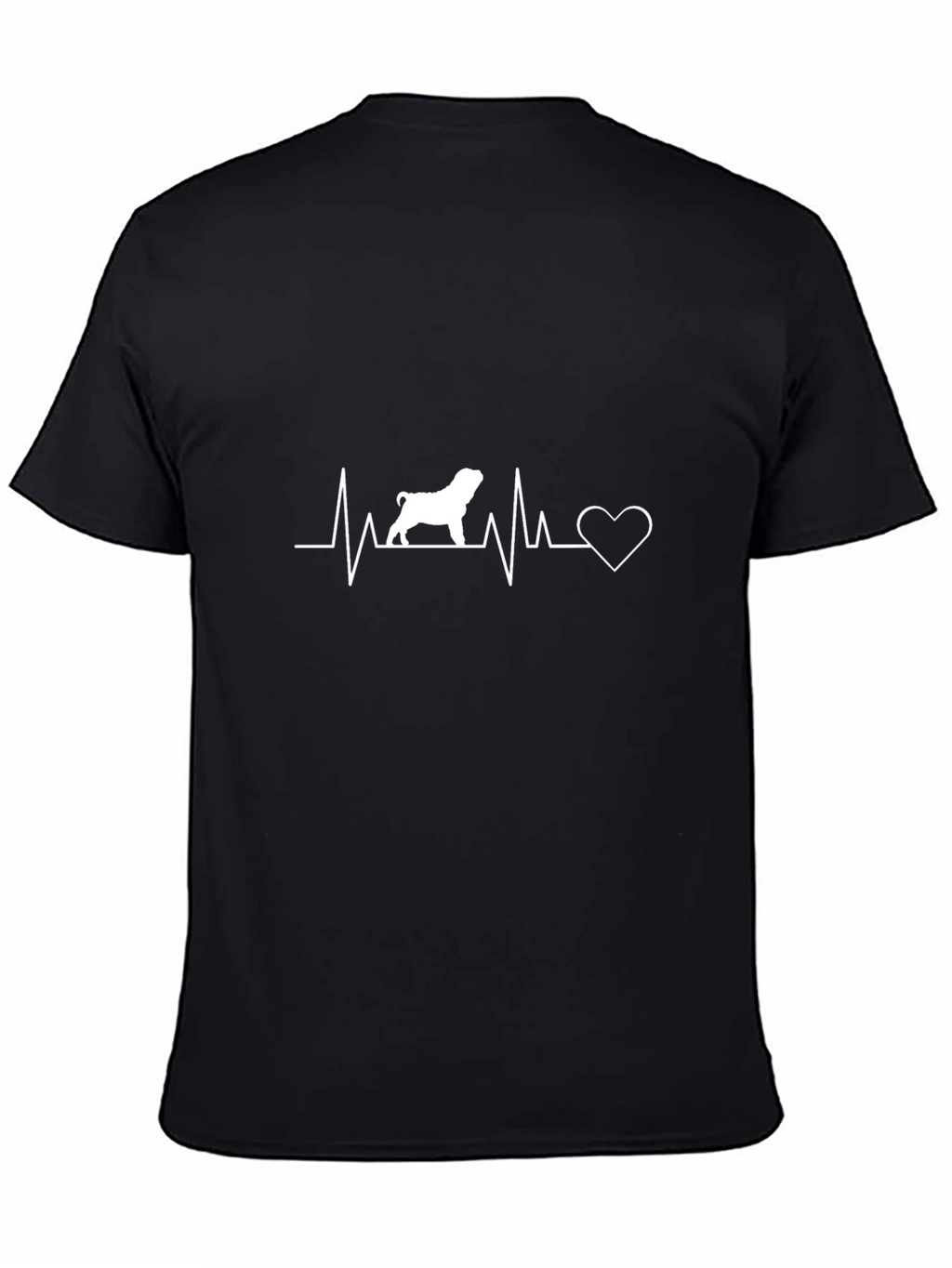 Dog Lover ECG Heartbeat T-Shirt - Black