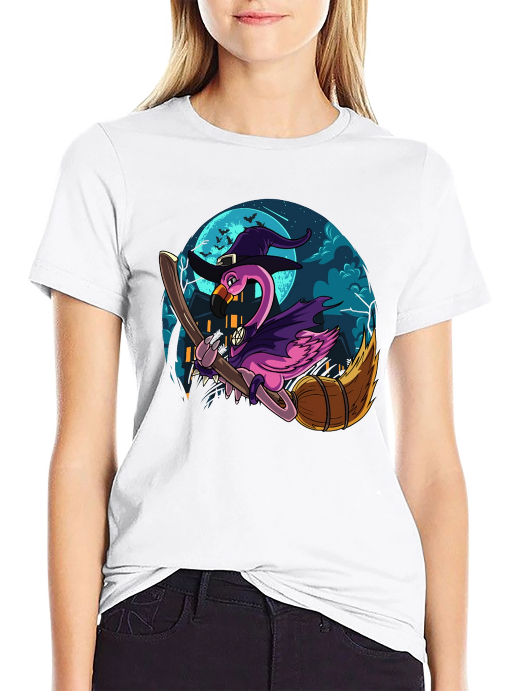 Witch Flamingo Graphic Tee