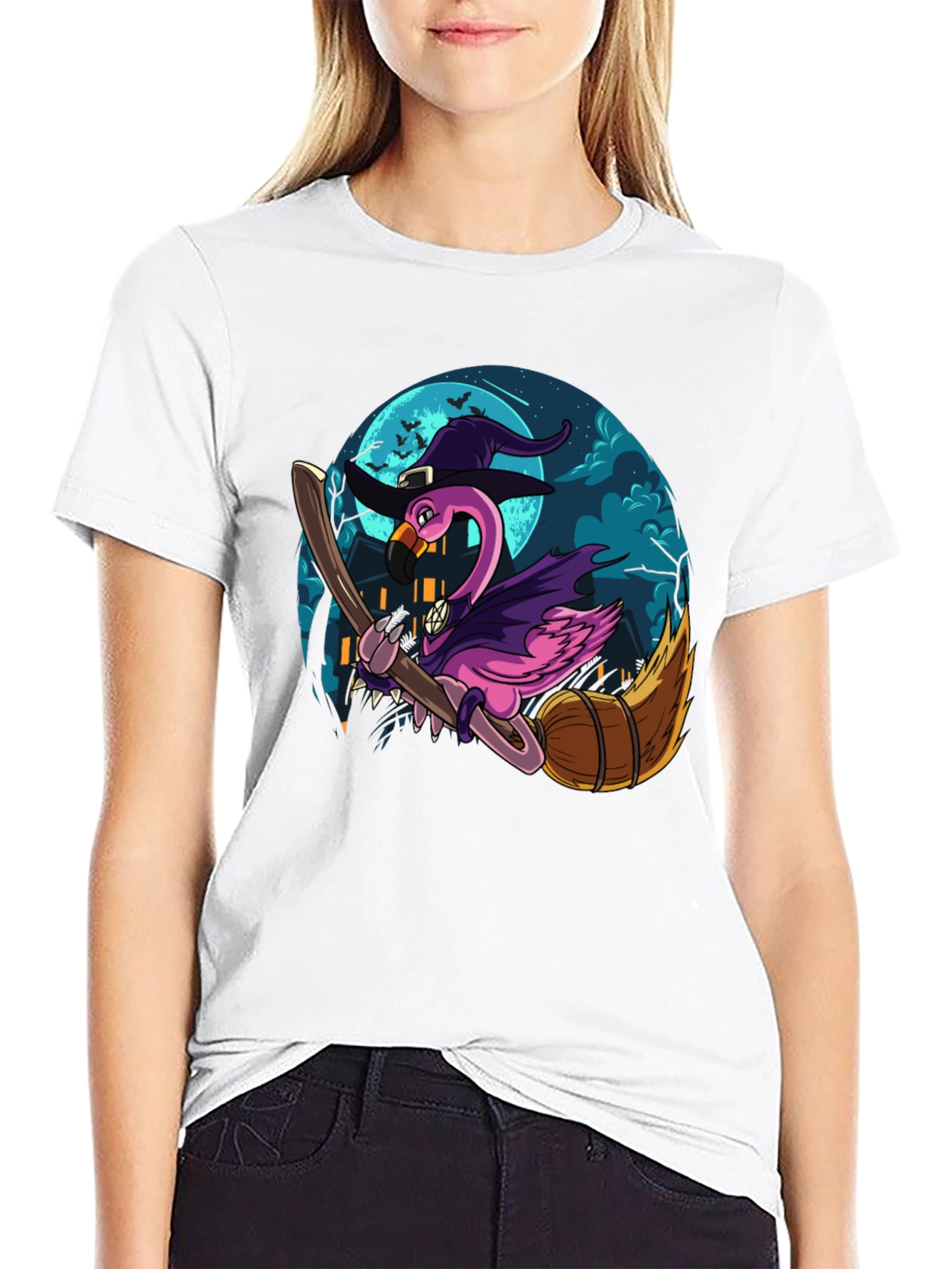 Witch Flamingo Graphic Tee