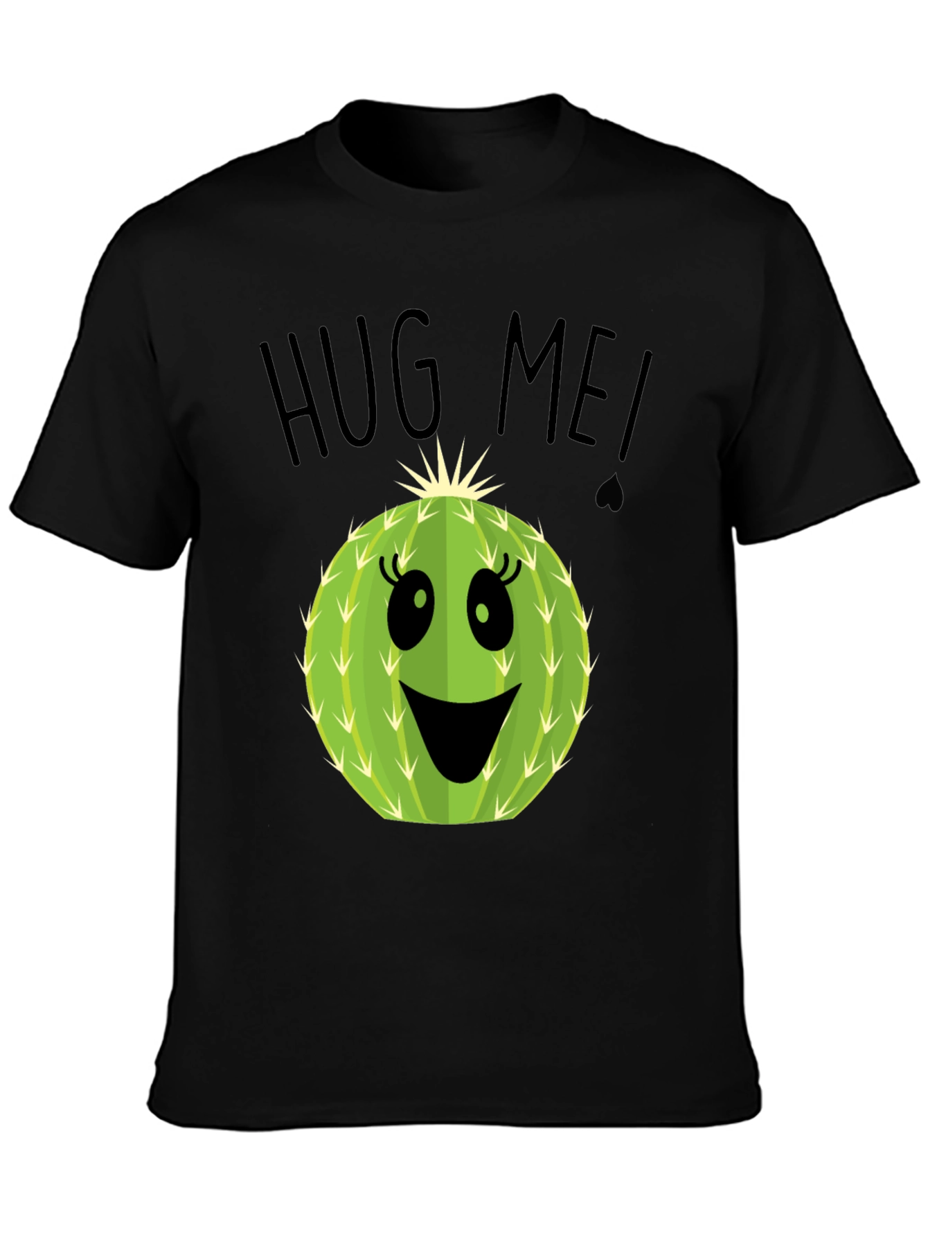 Hug Me Cactus Graphic Tee - Unisex Black T-Shirt