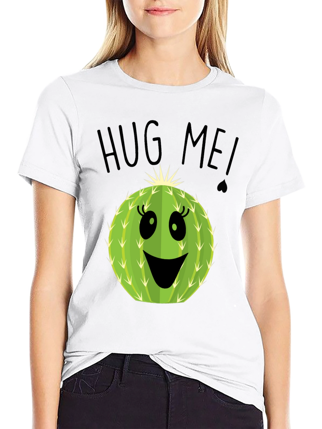 Hug Me Cactus Graphic Tee - Unisex Black T-Shirt