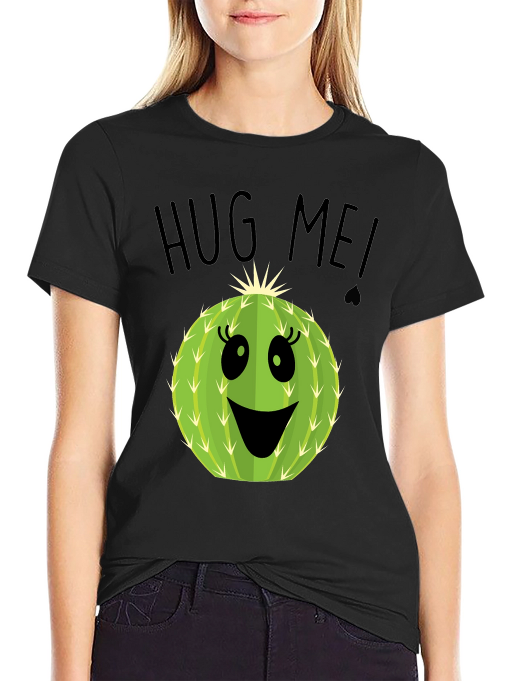 Hug Me Cactus Graphic Tee - Unisex Black T-Shirt