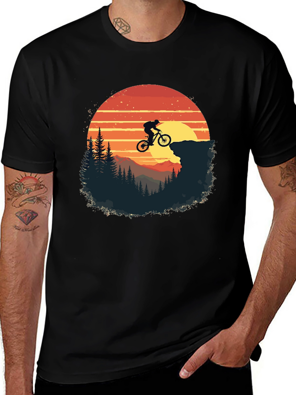 Mountain Biker Sunset Graphic Tee