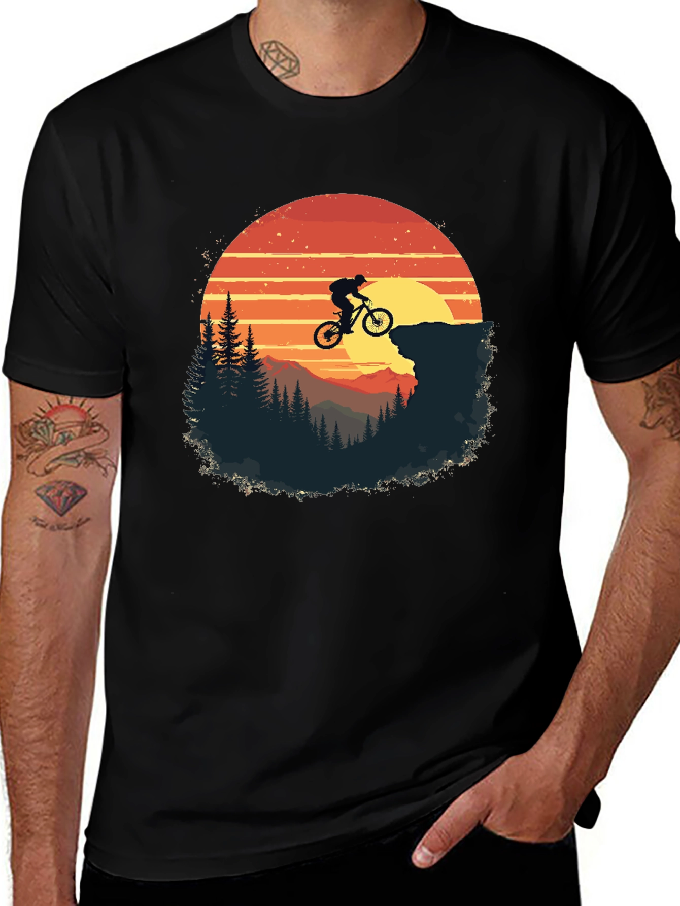 Mountain Biker Sunset Graphic Tee