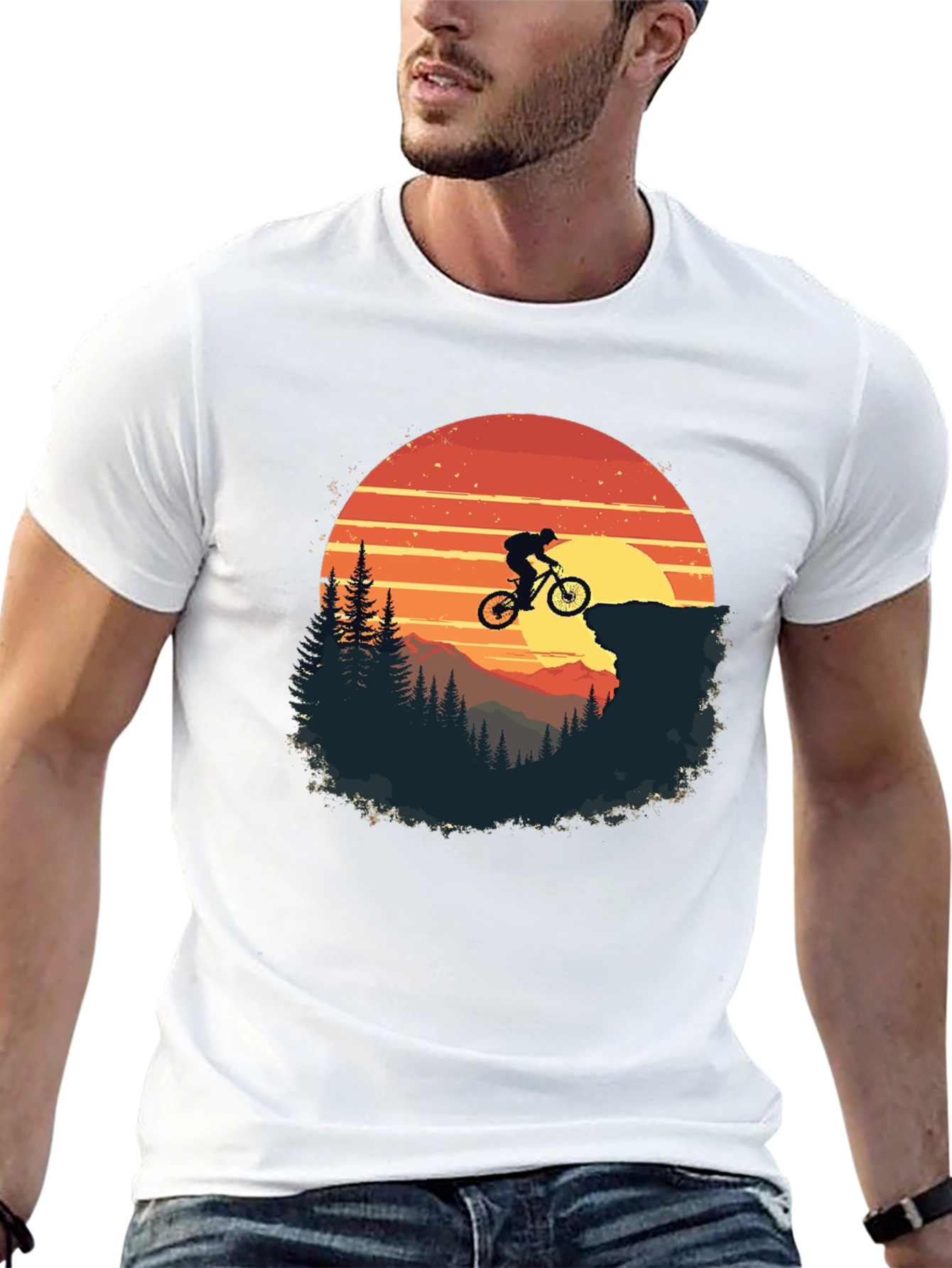 Mountain Biker Sunset Graphic Tee