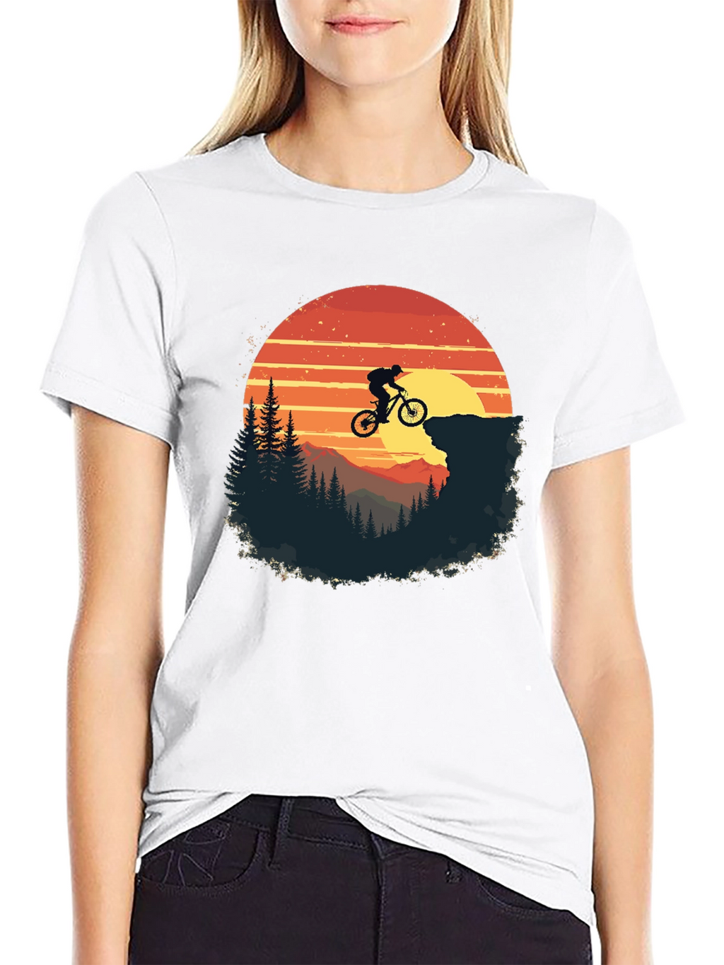 Mountain Biker Sunset Graphic Tee