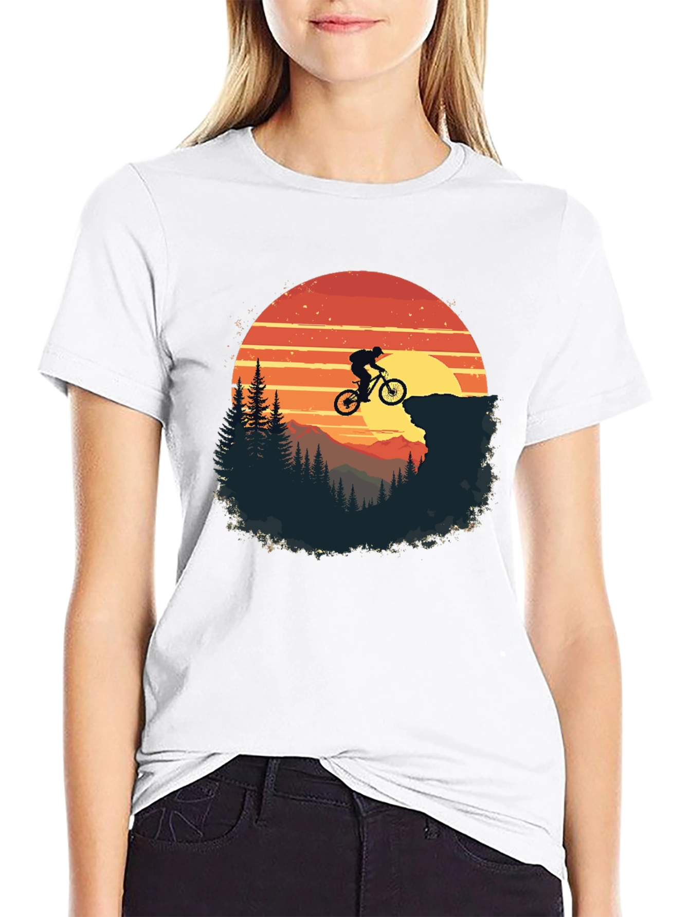 Mountain Biker Sunset Graphic Tee