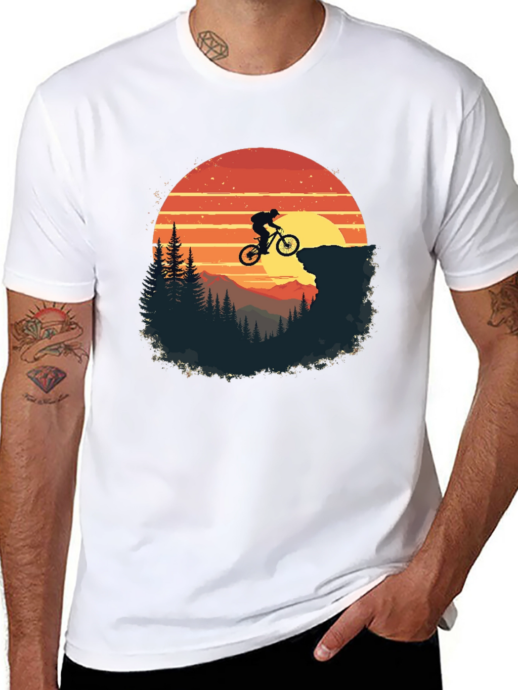 Mountain Biker Sunset Graphic Tee