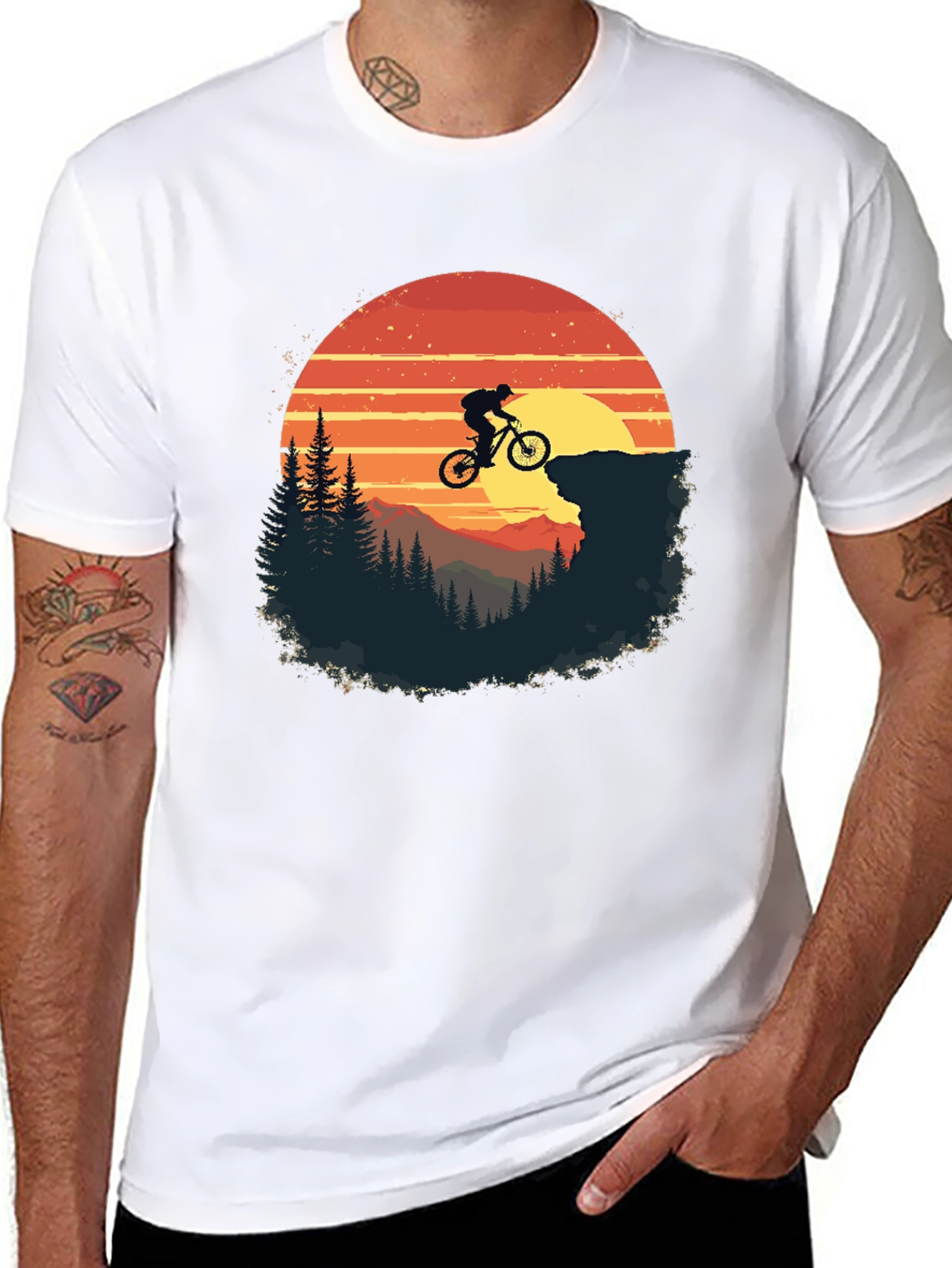 Mountain Biker Sunset Graphic Tee