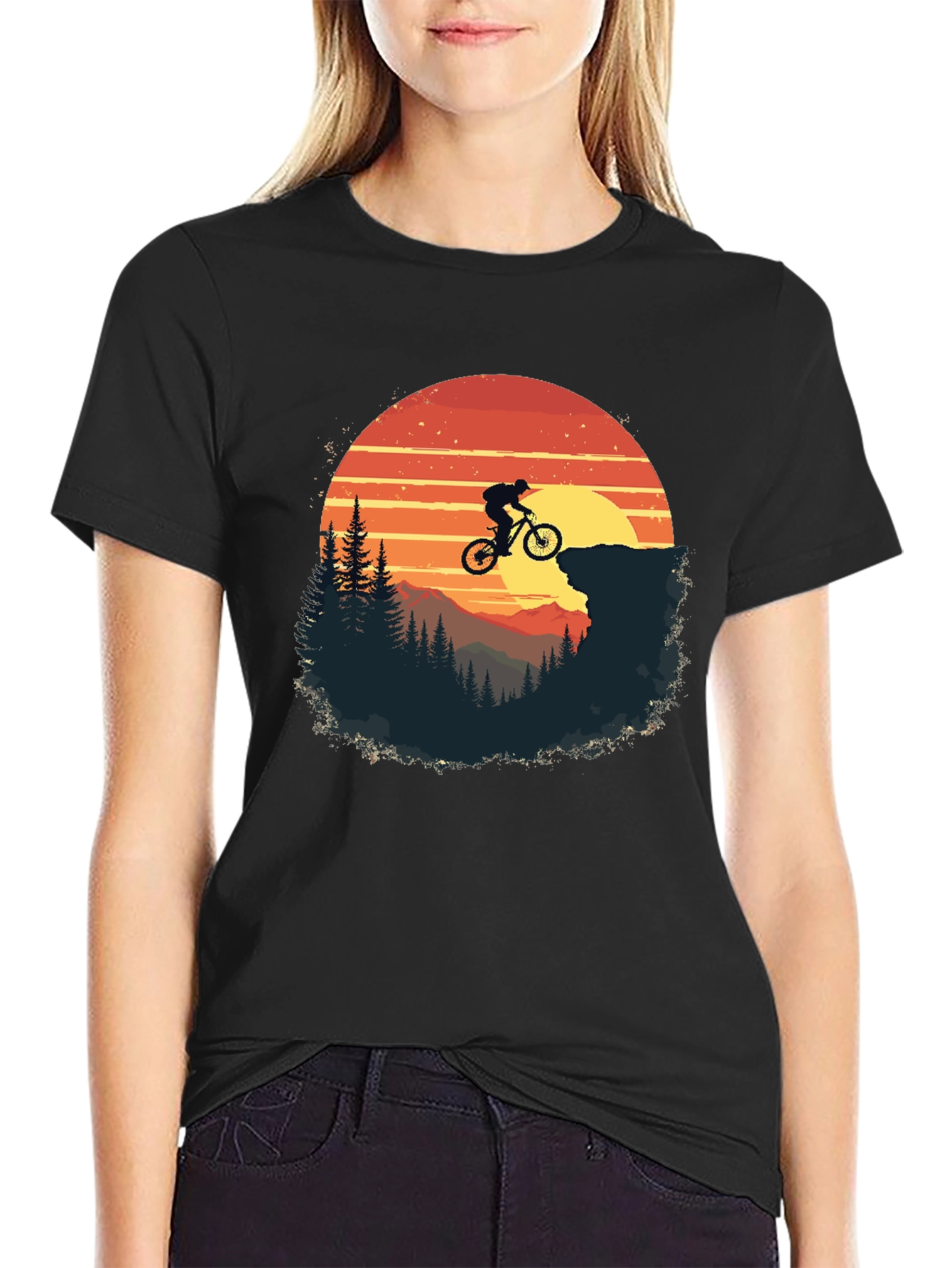 Mountain Biker Sunset Graphic Tee