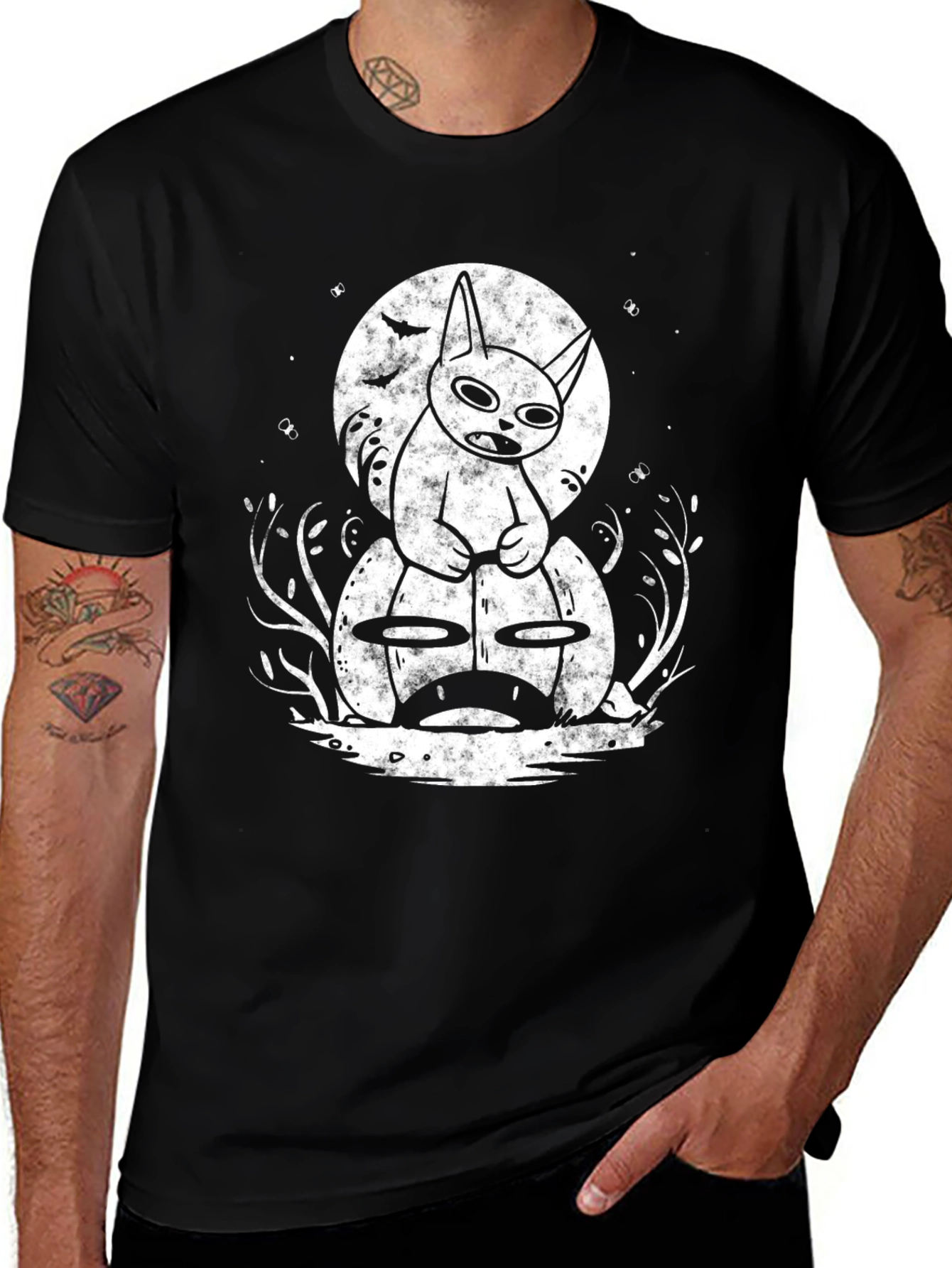 Spooky Cat on Pumpkin Graphic Tee