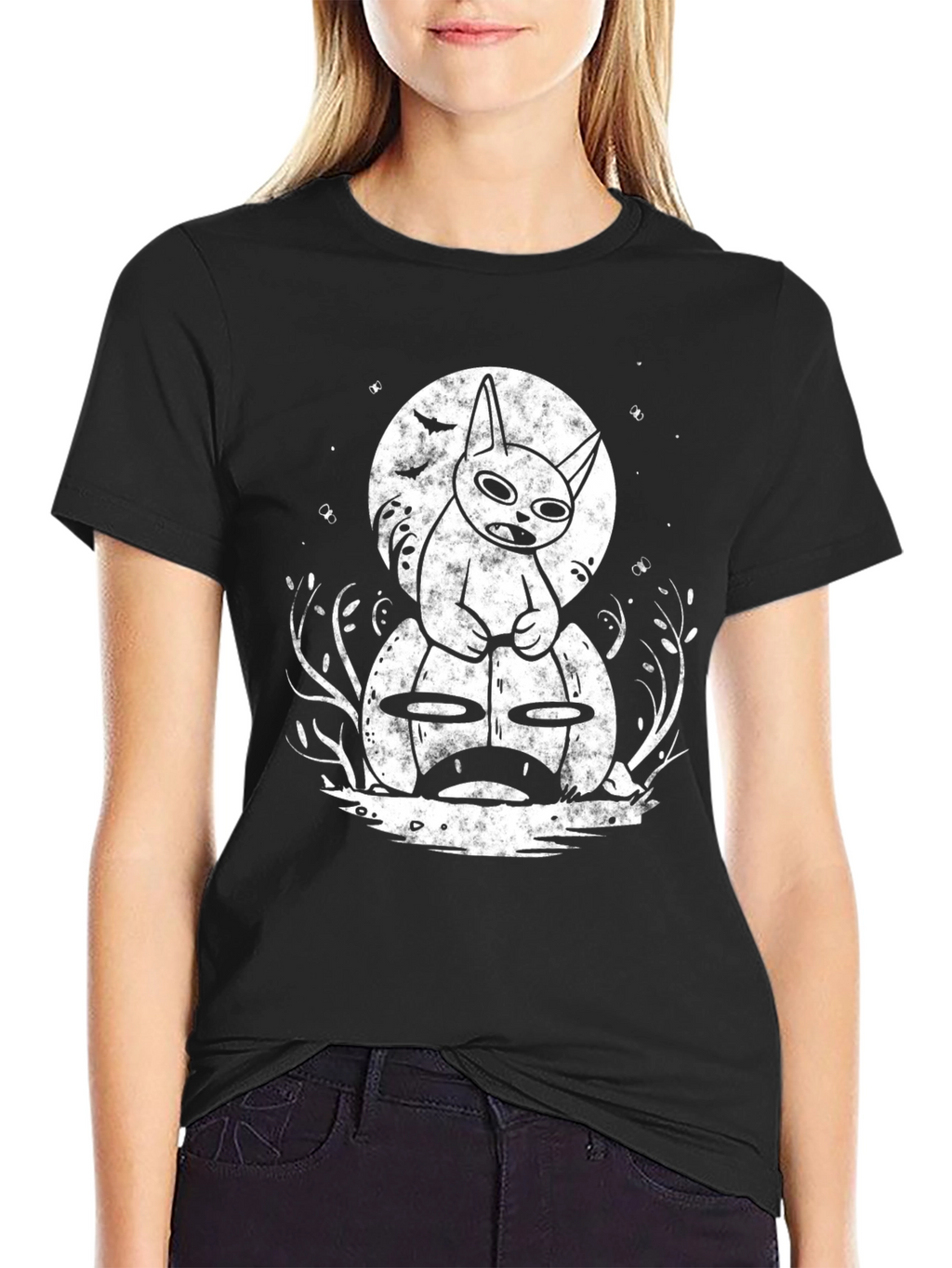 Spooky Cat on Pumpkin Graphic Tee