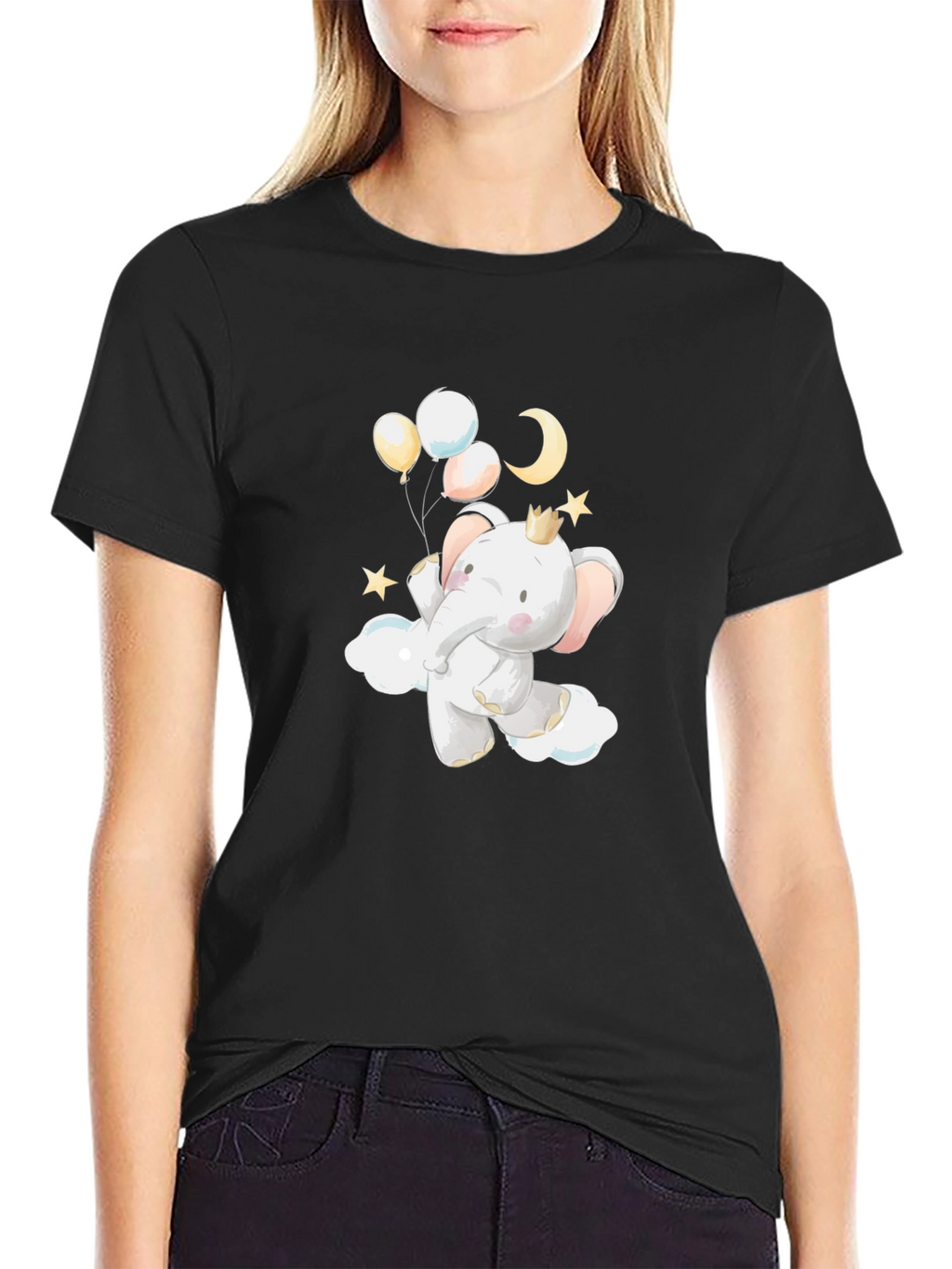 Cute Elephant with Balloons Graphic T-Shirt