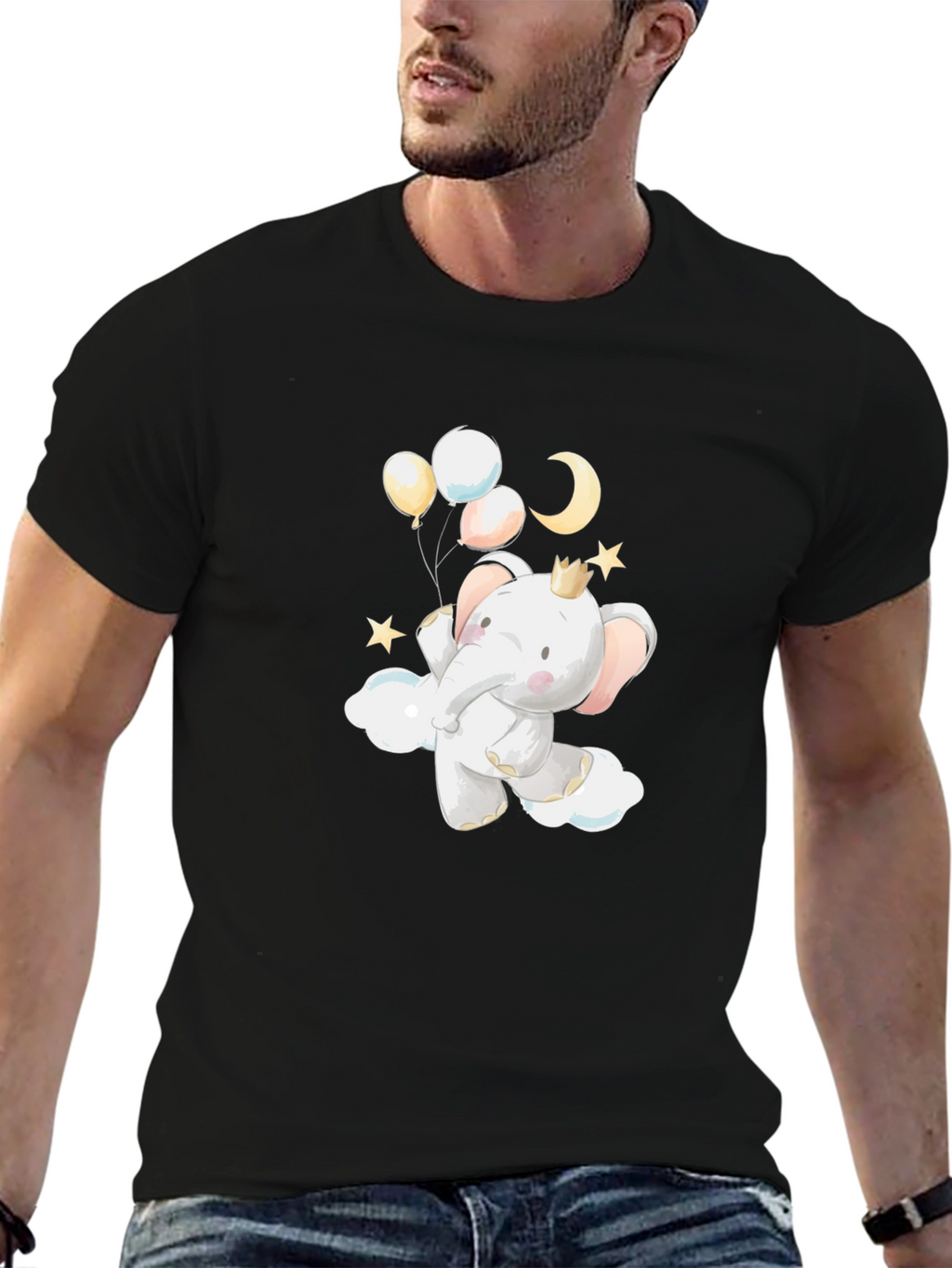 Cute Elephant with Balloons Graphic T-Shirt