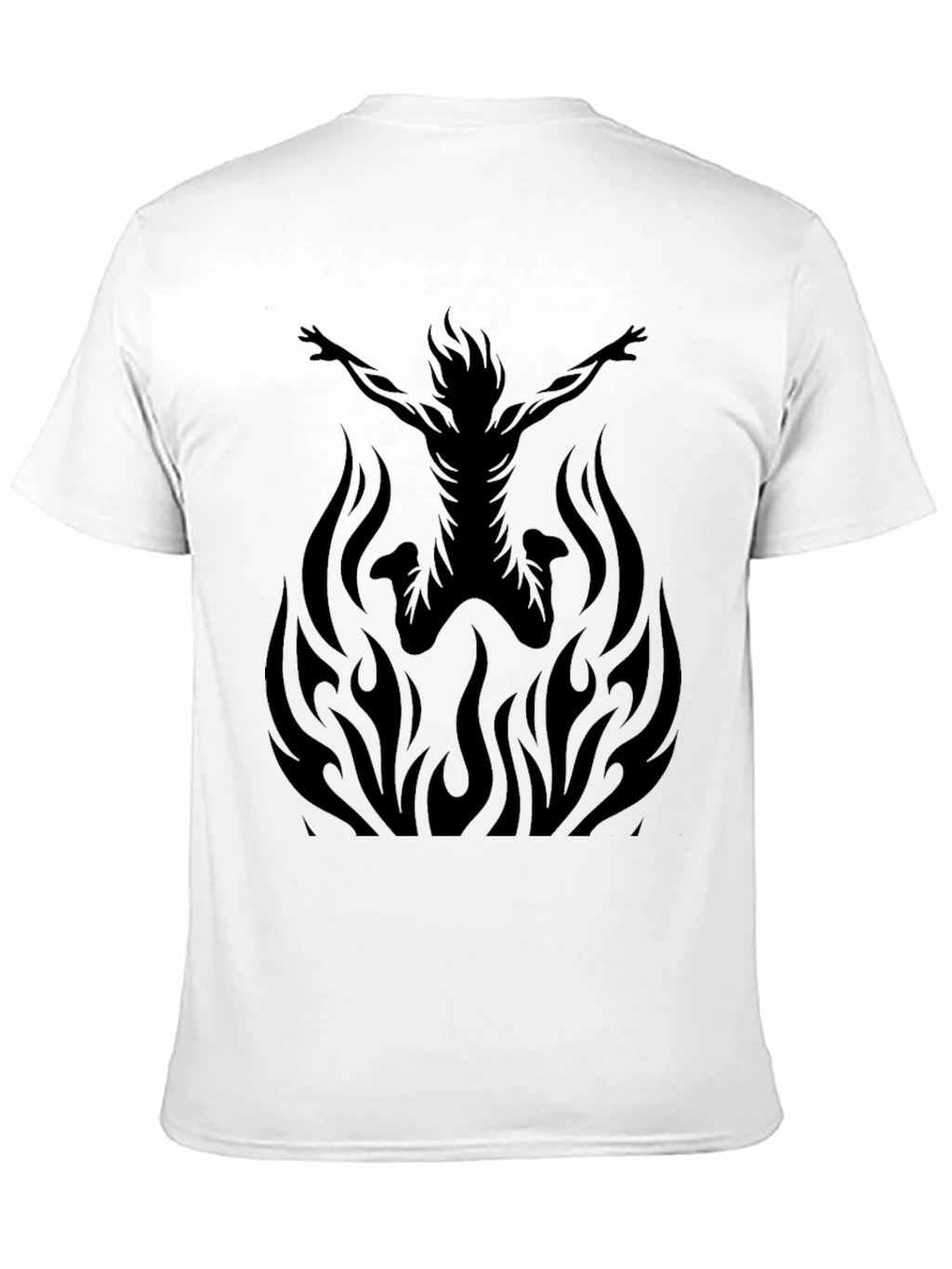 Fiery Silhouette Graphic Tee - Black Cotton T-Shirt