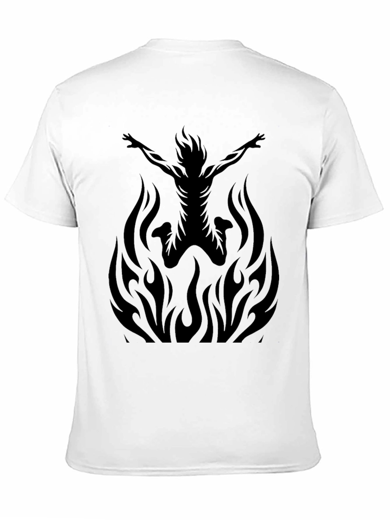 Fiery Silhouette Graphic Tee - Black Cotton T-Shirt