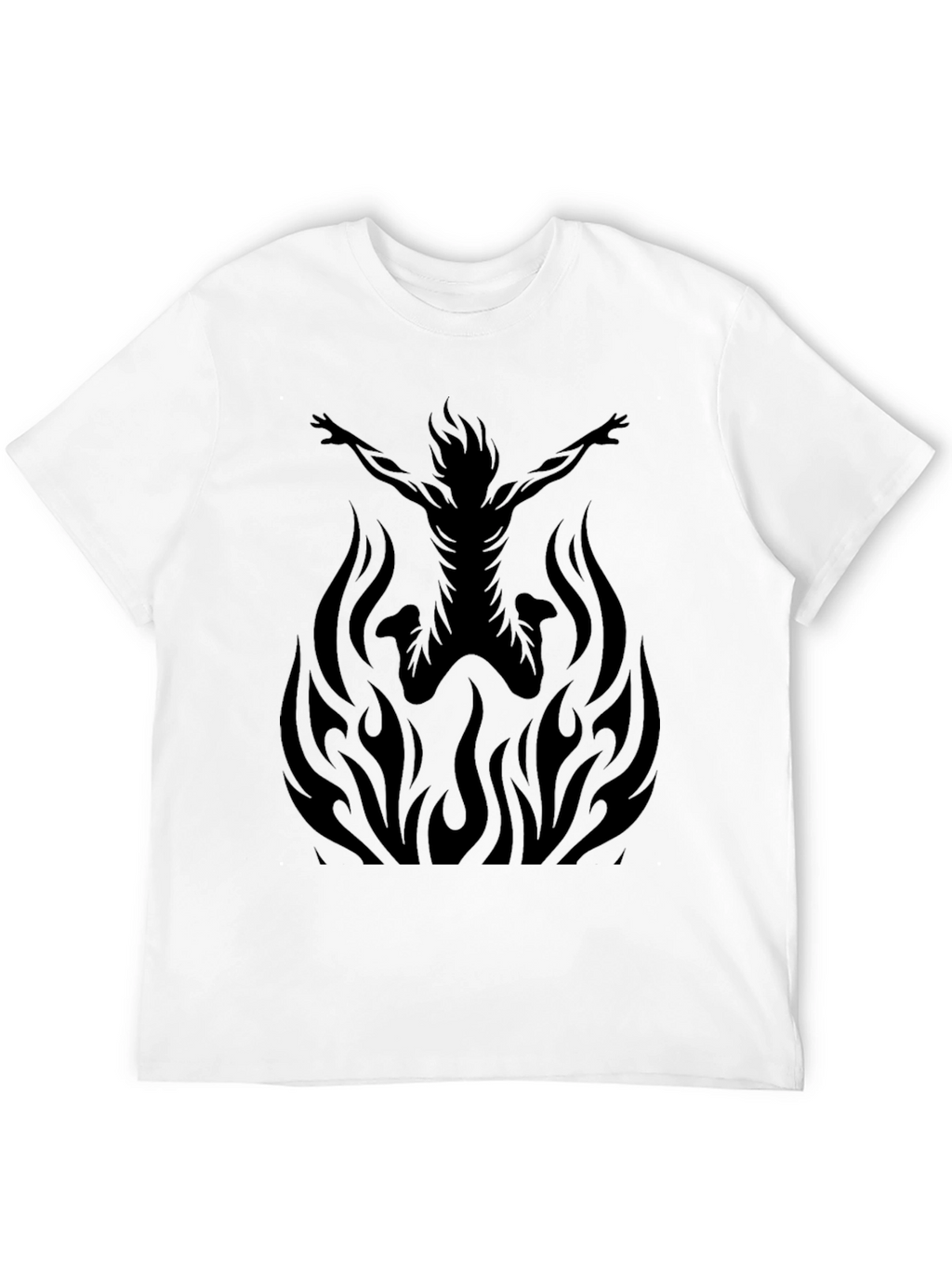 Fiery Silhouette Graphic Tee - Black Cotton T-Shirt