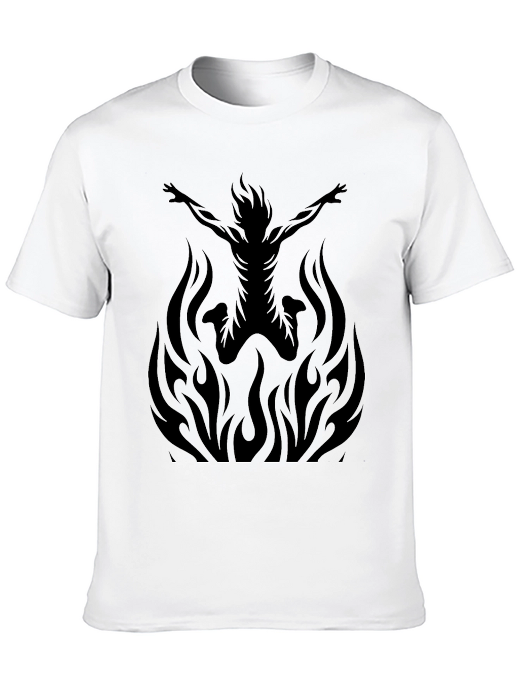 Fiery Silhouette Graphic Tee - Black Cotton T-Shirt