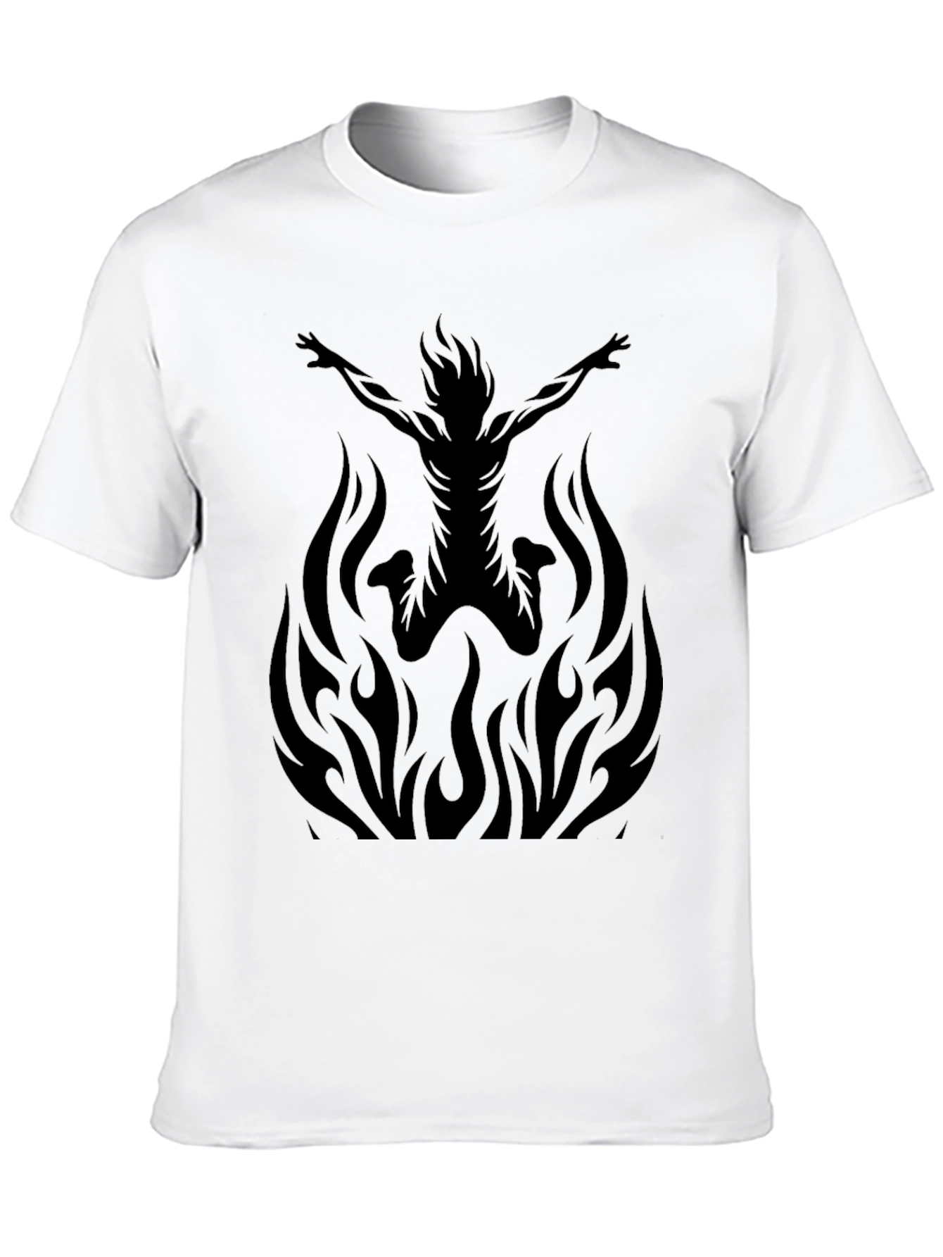 Fiery Silhouette Graphic Tee - Black Cotton T-Shirt