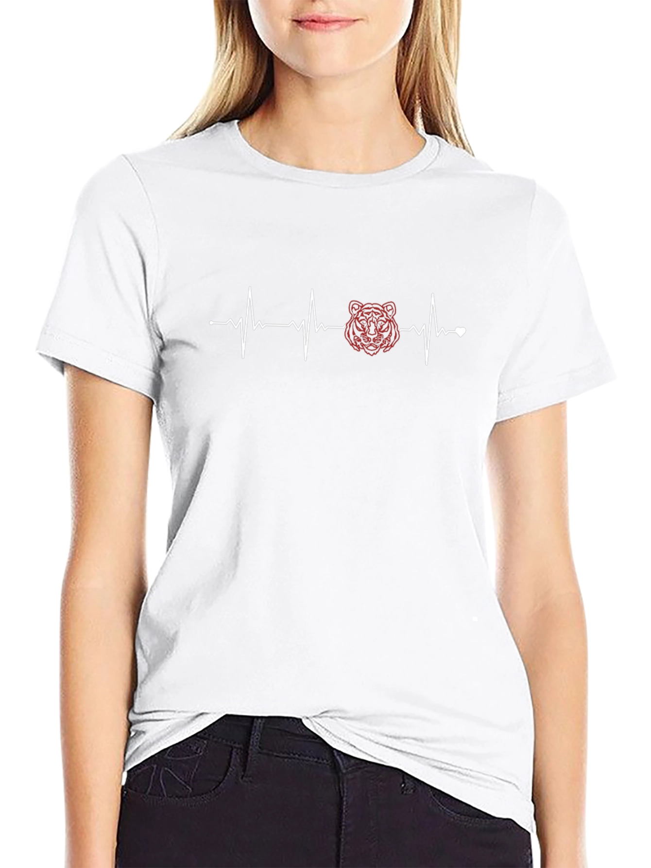 Tiger Heartbeat Graphic Tee - Stylish Black T-Shirt