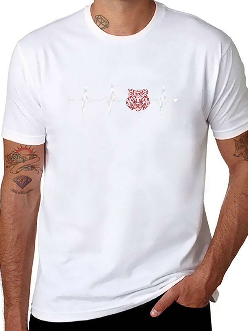 Tiger Heartbeat Graphic Tee - Stylish Black T-Shirt
