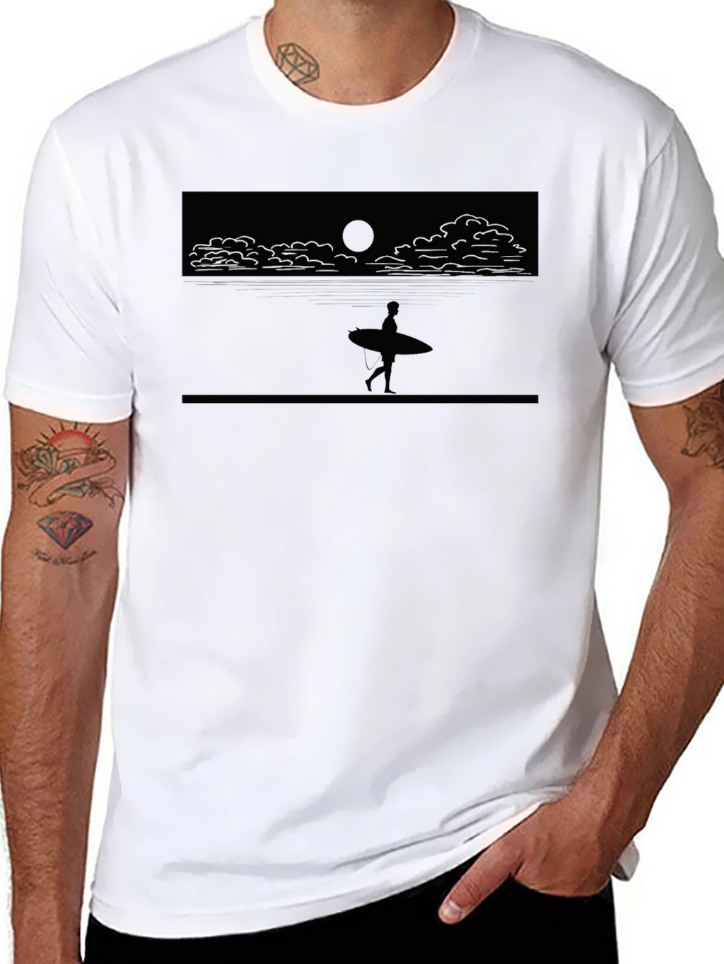 Surfer Silhouette Tee - Beach Style T-Shirt