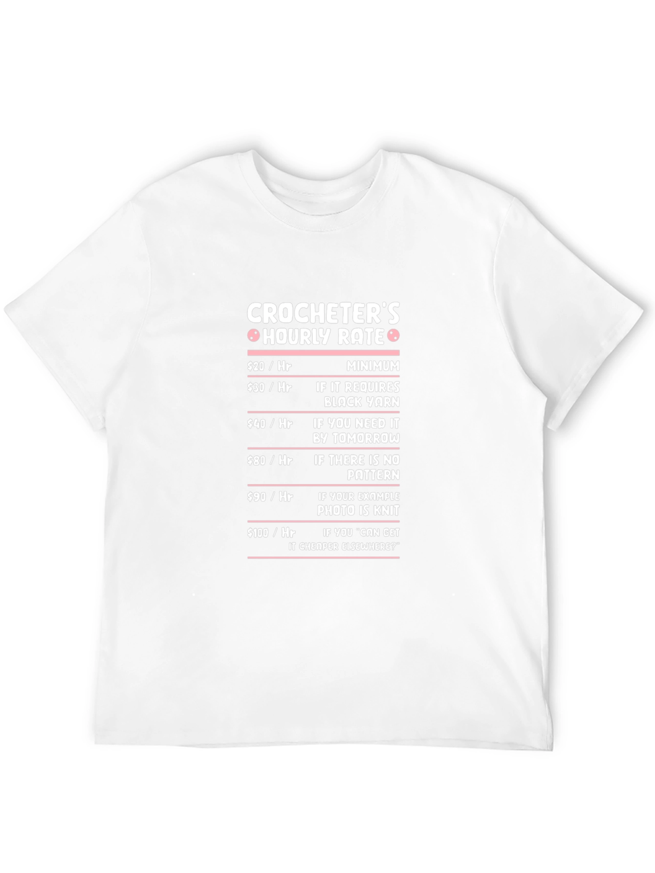 Crocheters Hourly Rate Humor T-Shirt