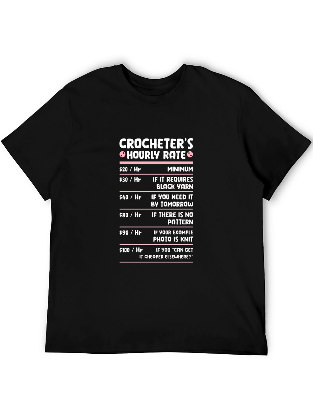 Crocheters Hourly Rate Humor T-Shirt