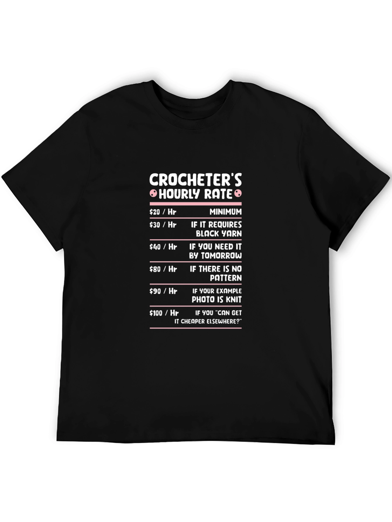 Crocheters Hourly Rate Humor T-Shirt