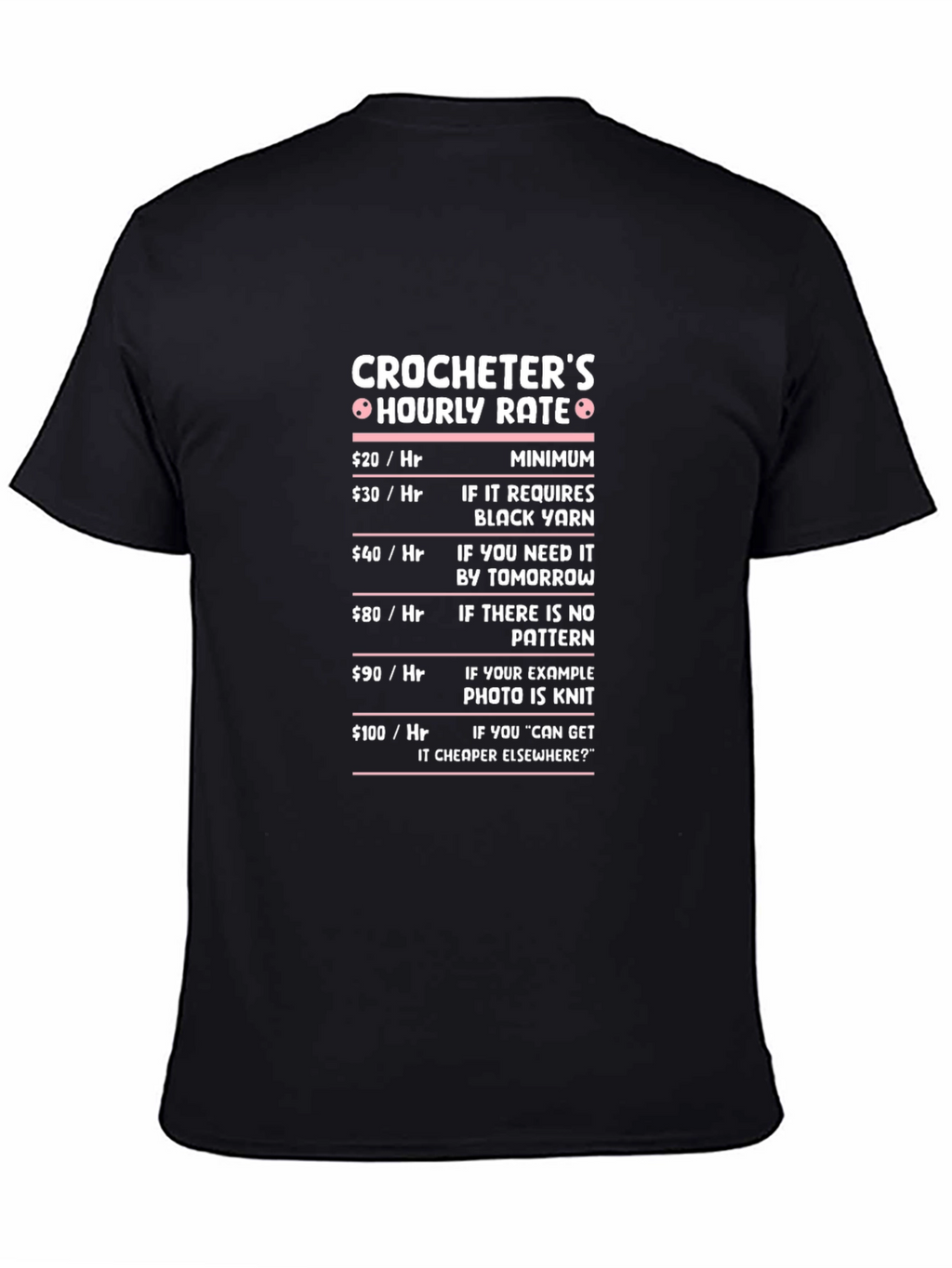 Crocheters Hourly Rate Humor T-Shirt
