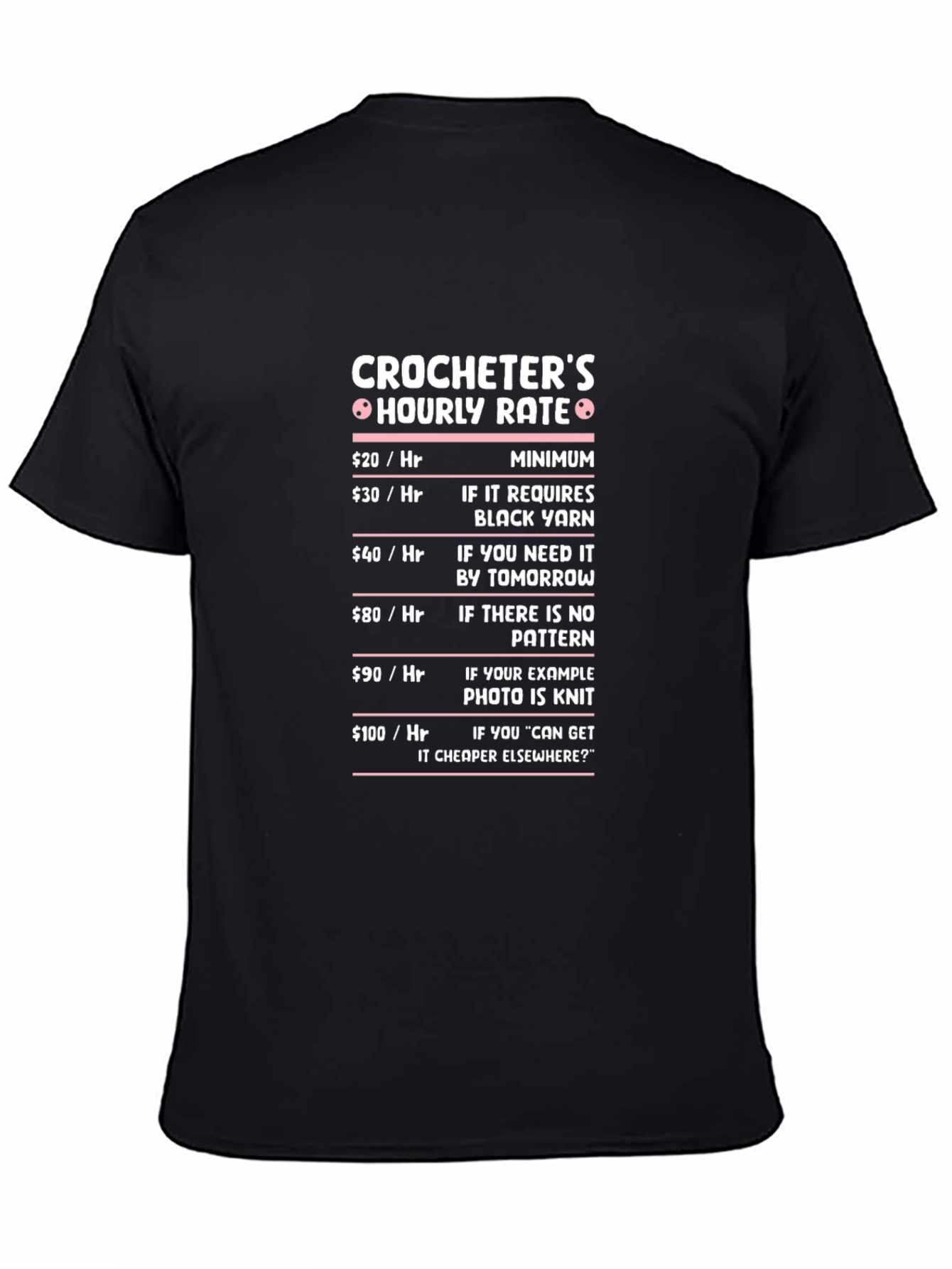 Crocheters Hourly Rate Humor T-Shirt