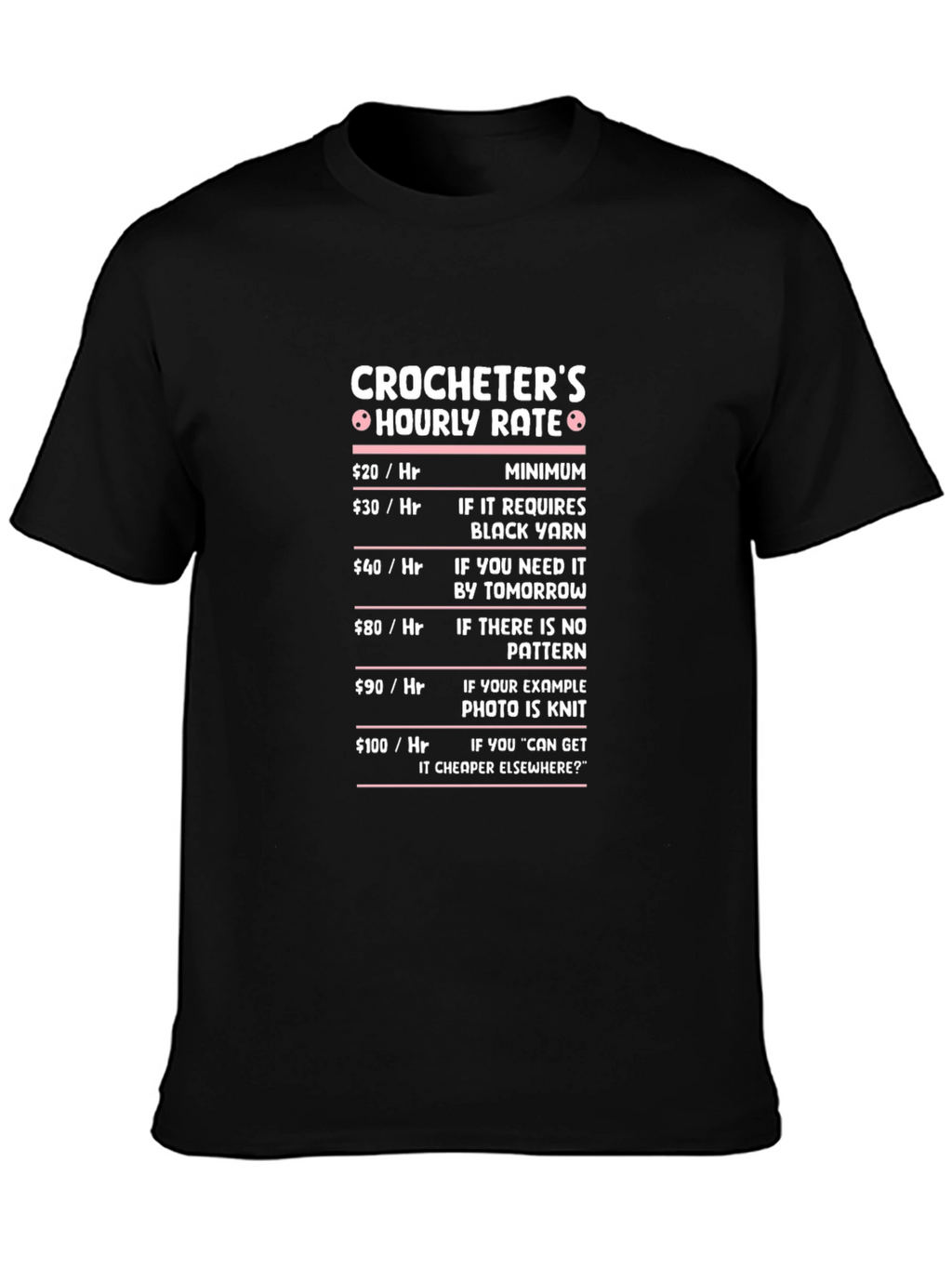 Crocheters Hourly Rate Humor T-Shirt