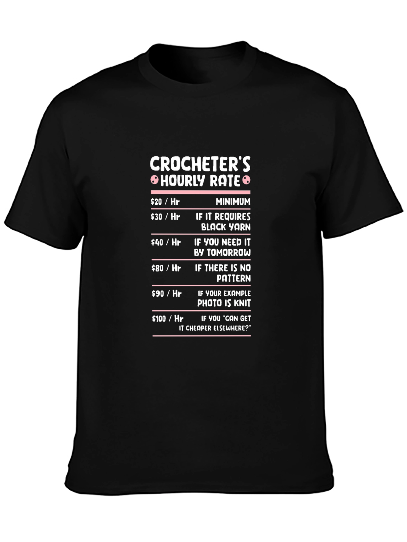 Crocheters Hourly Rate Humor T-Shirt
