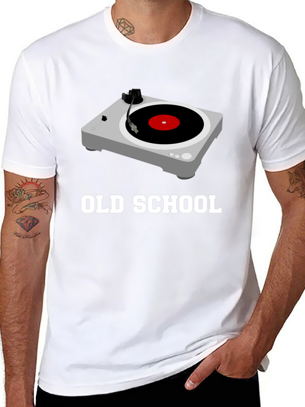 Old School Turntable Graphic Tee - Black