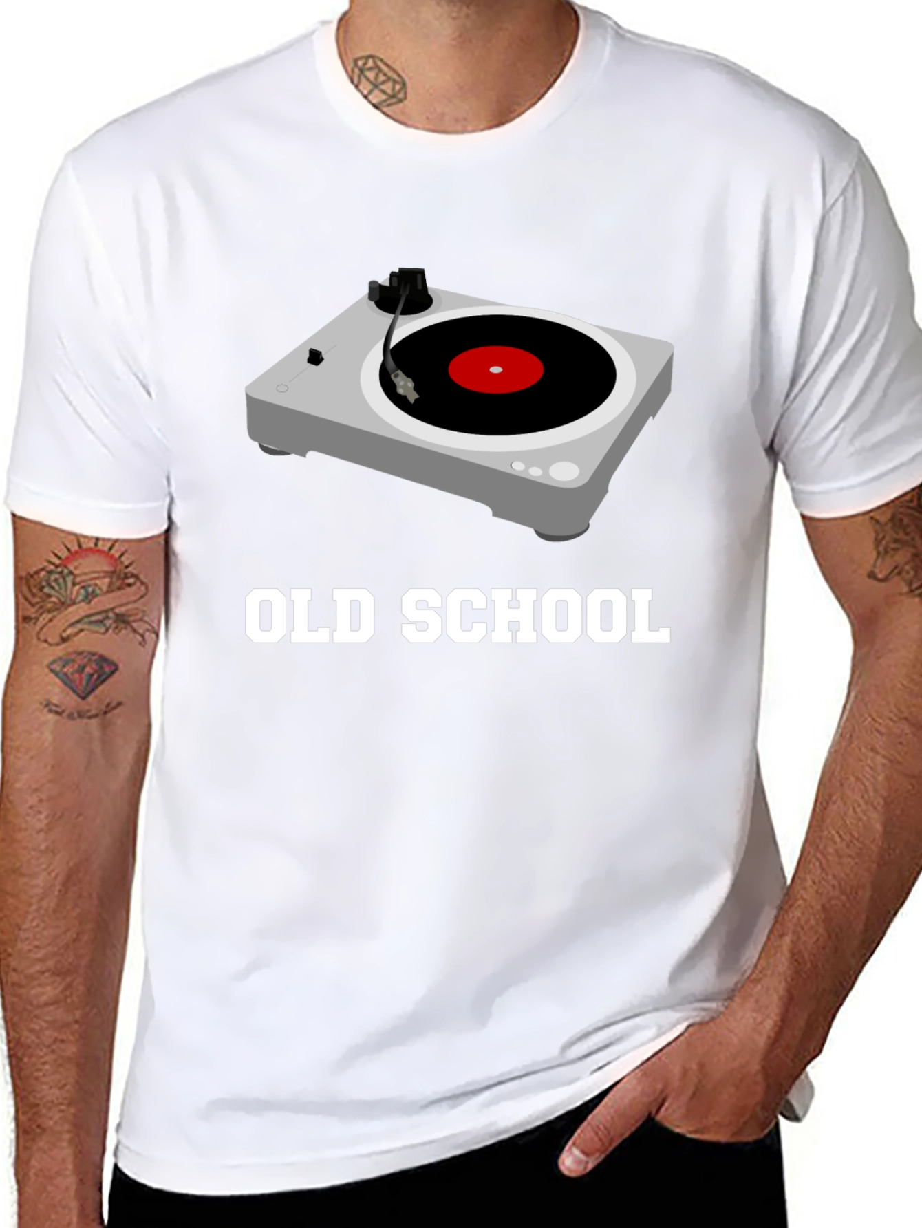 Old School Turntable Graphic Tee - Black
