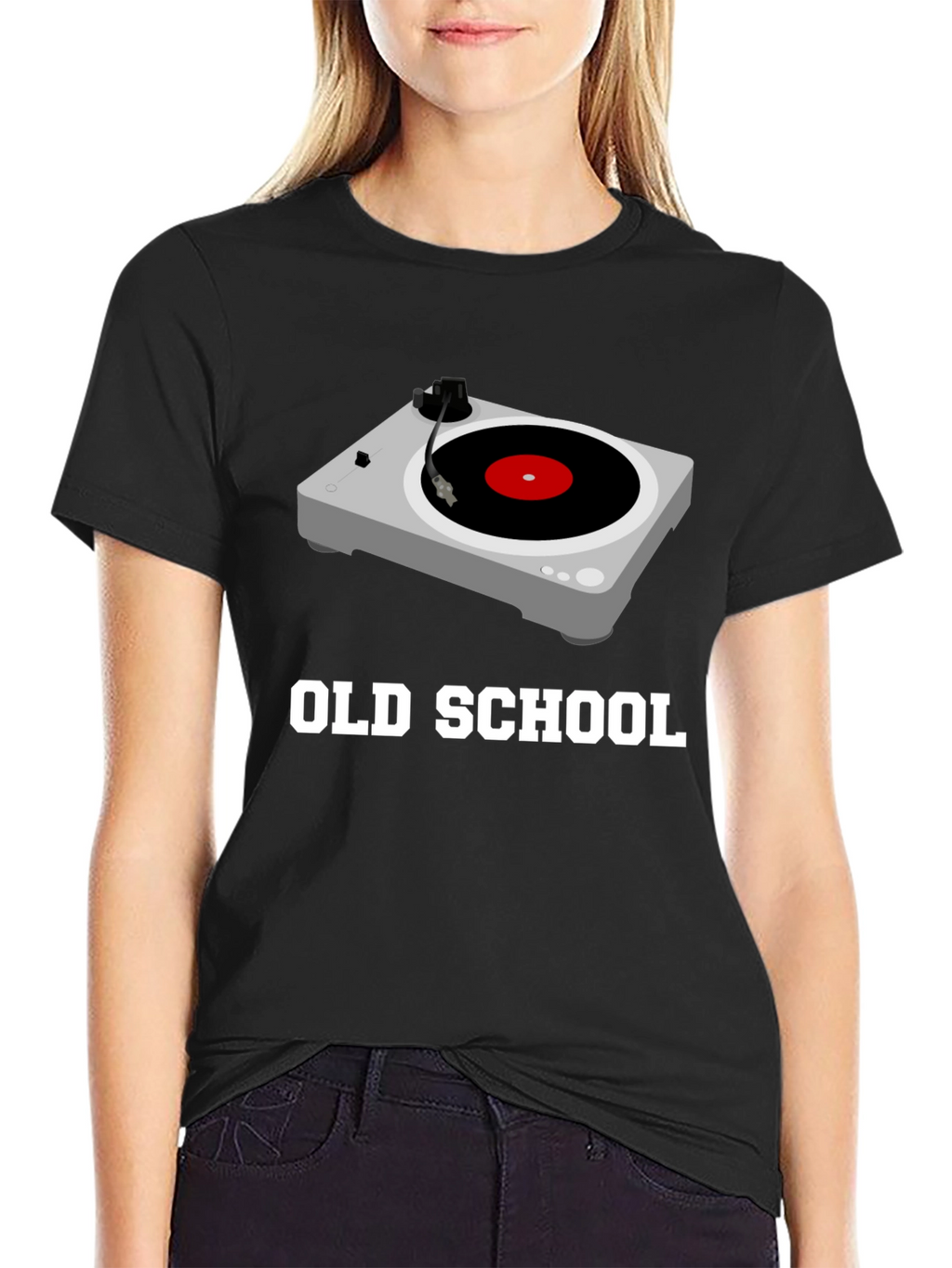 Old School Turntable Graphic Tee - Black