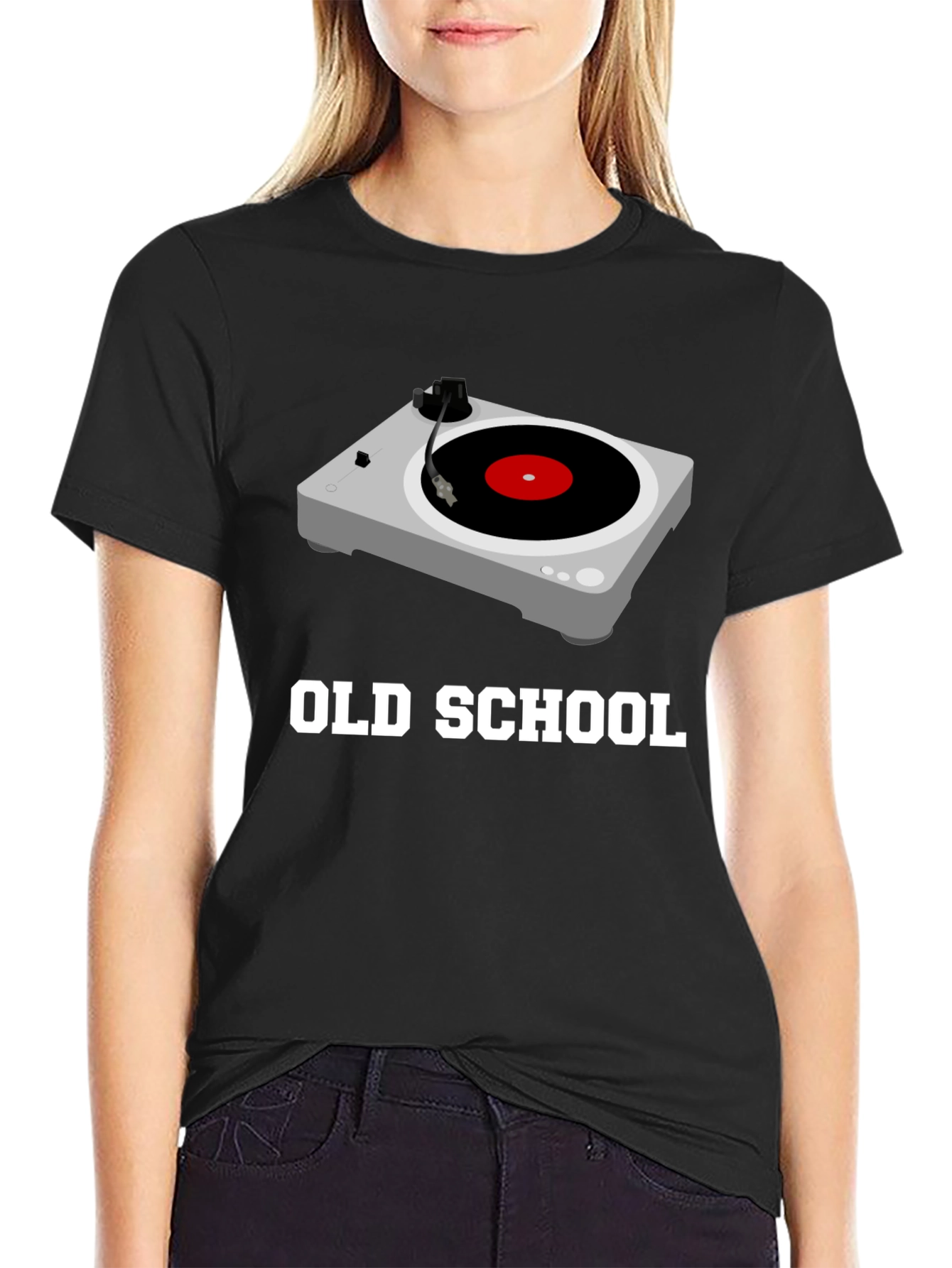Old School Turntable Graphic Tee - Black