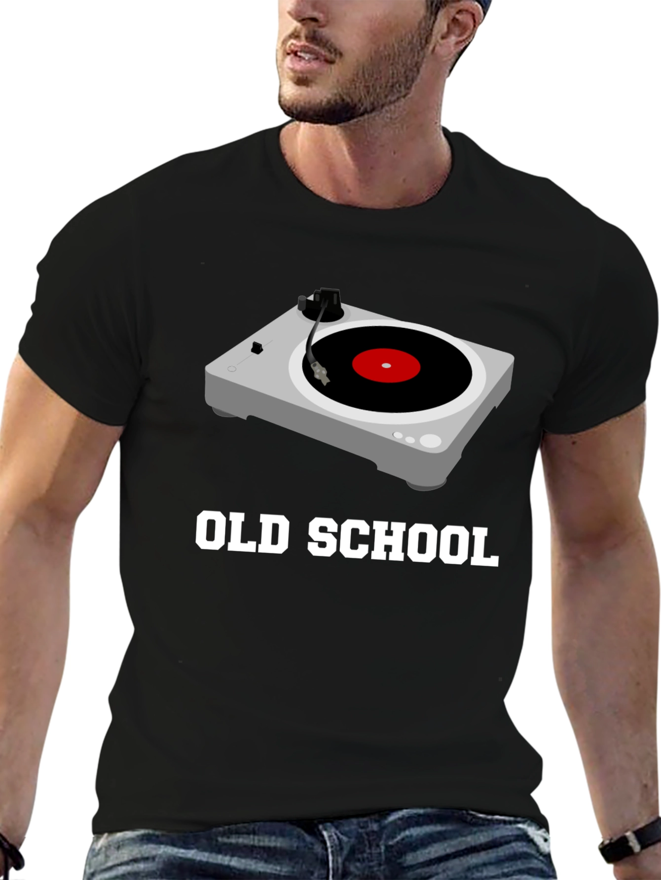 Old School Turntable Graphic Tee - Black