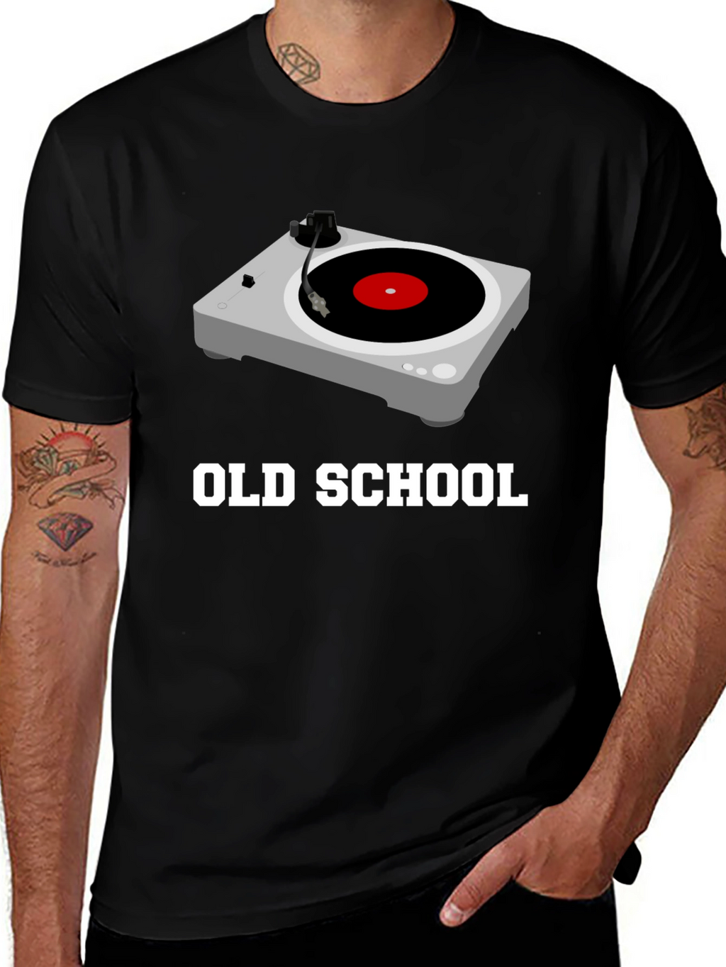 Old School Turntable Graphic Tee - Black