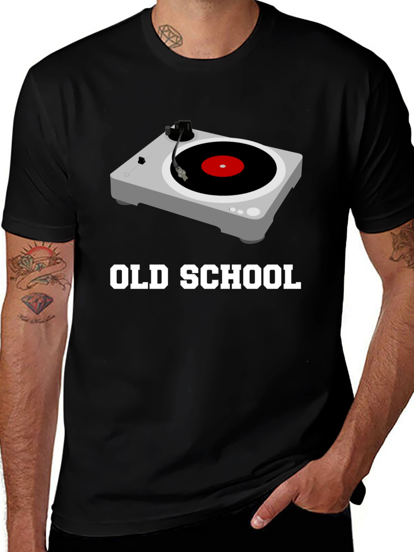 Old School Turntable Graphic Tee - Black